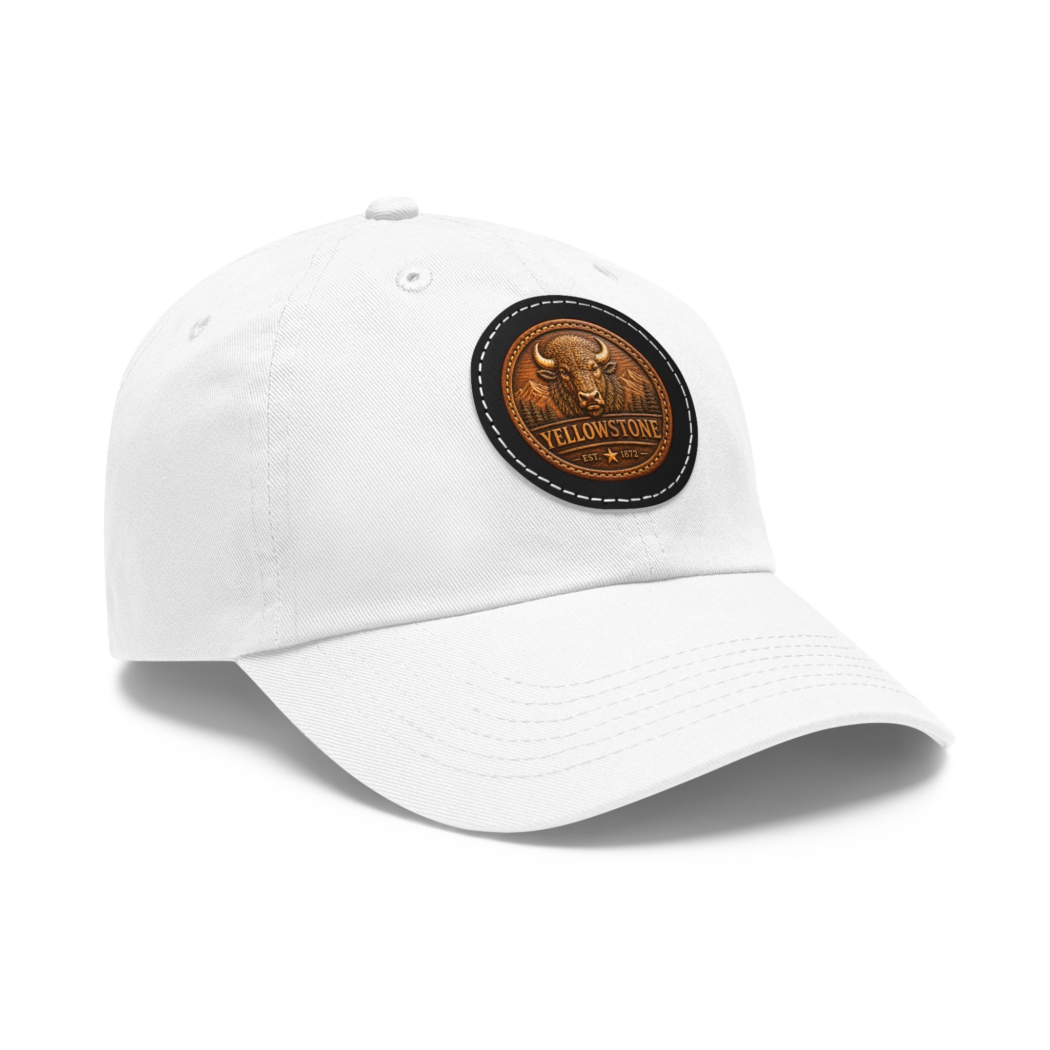 Yellowstone Buffalo Leather Patch Dad Hat | Premium Round Patch Cap