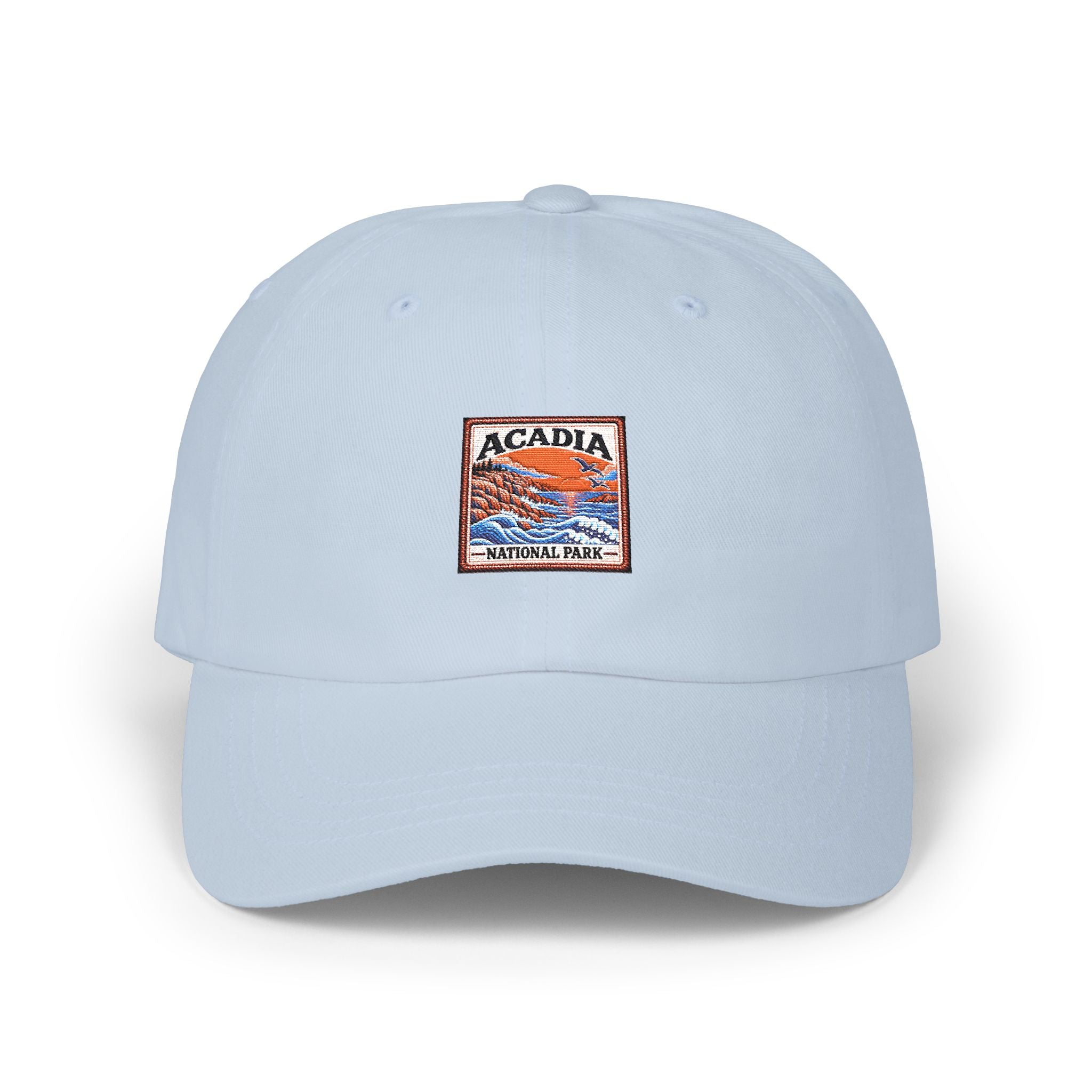 Acadia National Park Rocky Coast Square Logo Dad Cap