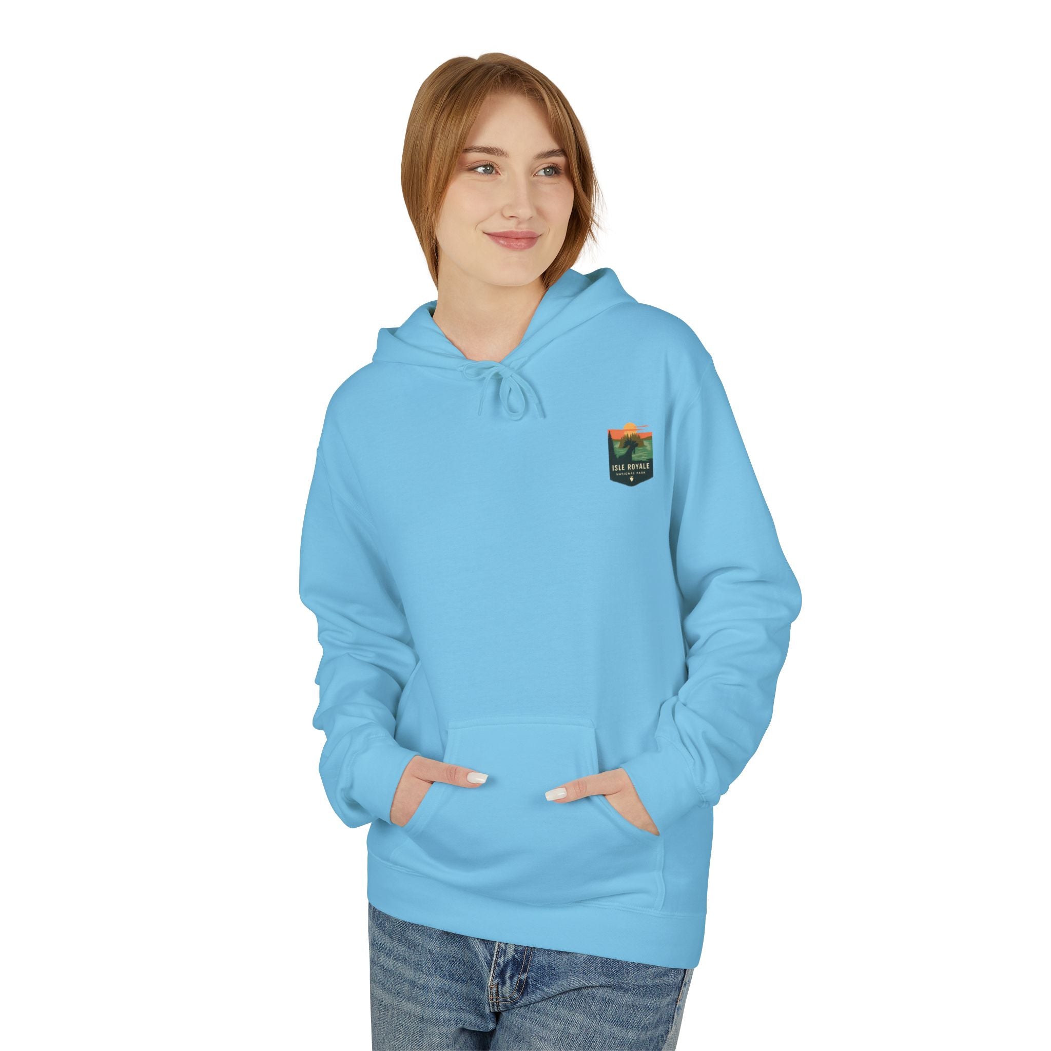 Mountain Sunset Badge Hoodie | Minimal Outdoor Patch Design
