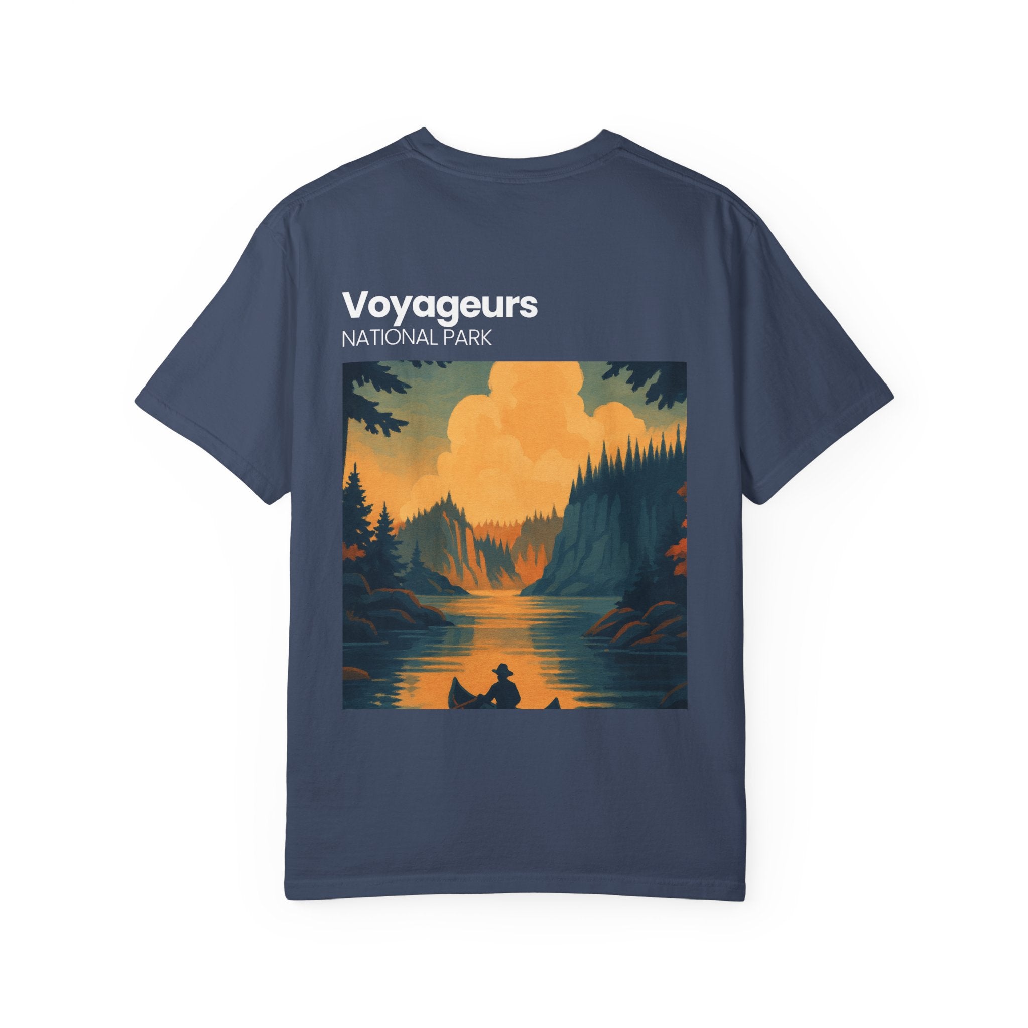 Voyageurs National Park sunset canoe T-Shirt | scenic nature illustration