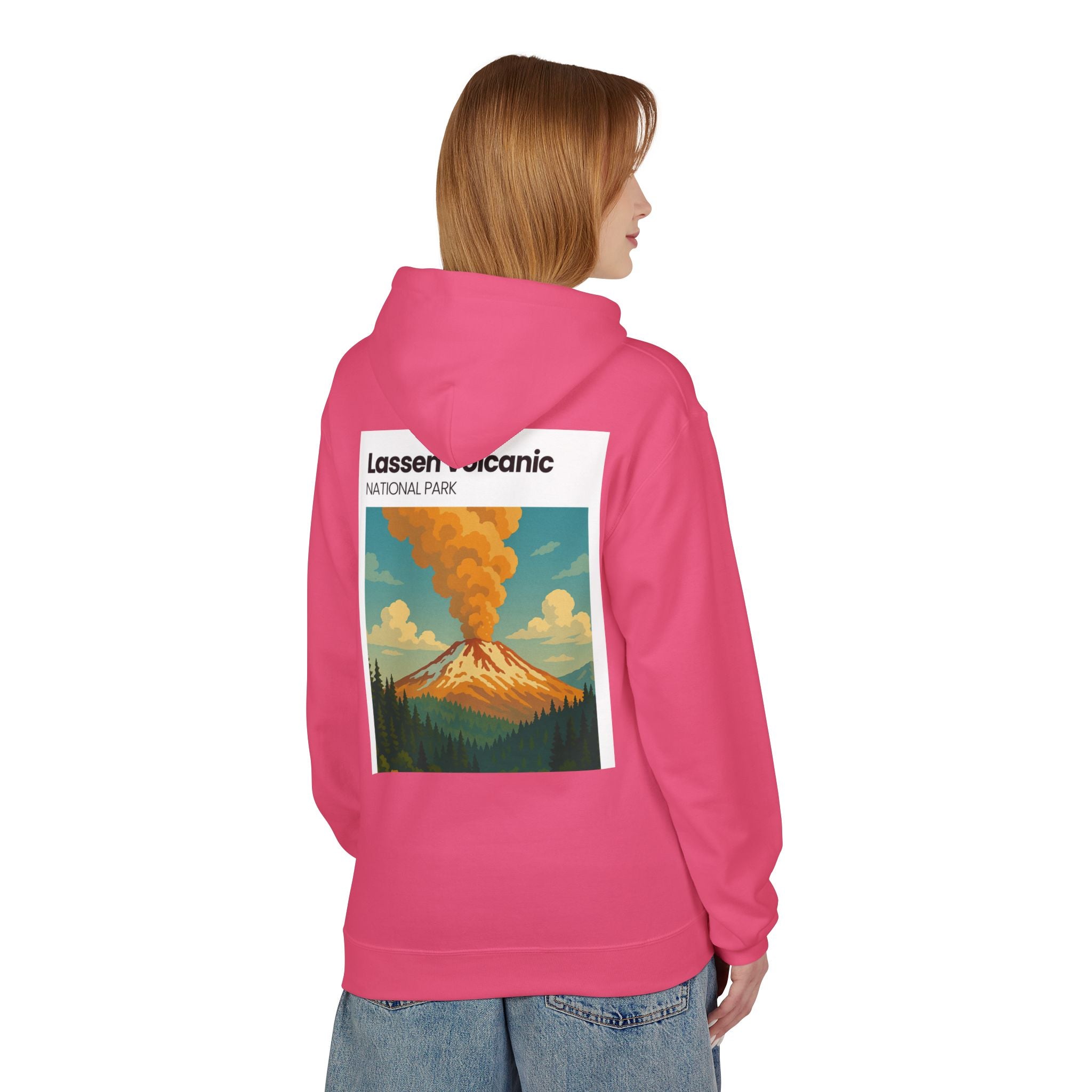 Lassen Volcanic Poster Hoodie | National Park Volcano Illustration