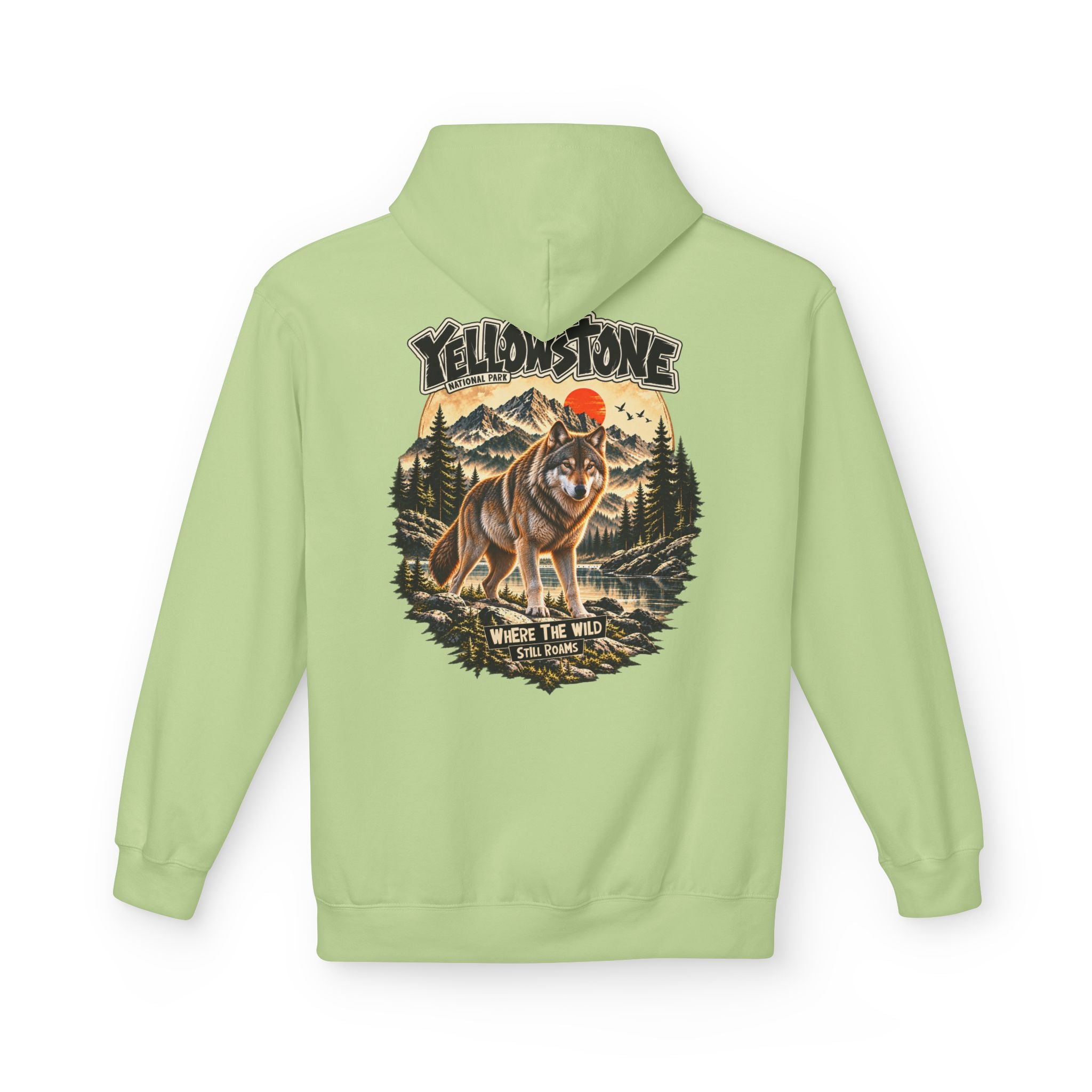 Yellowstone Wolf – Where the Wild Still Roams Hoodie Model3