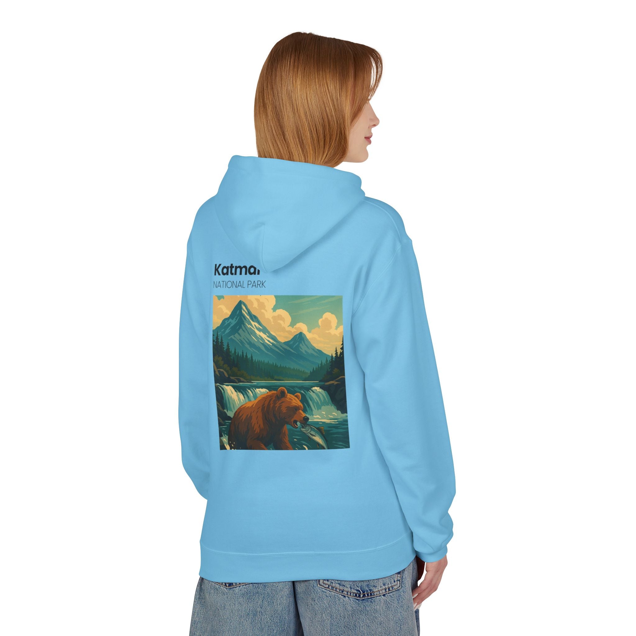 Katmai National Park Bear Hoodie | Vintage Wilderness Landscape