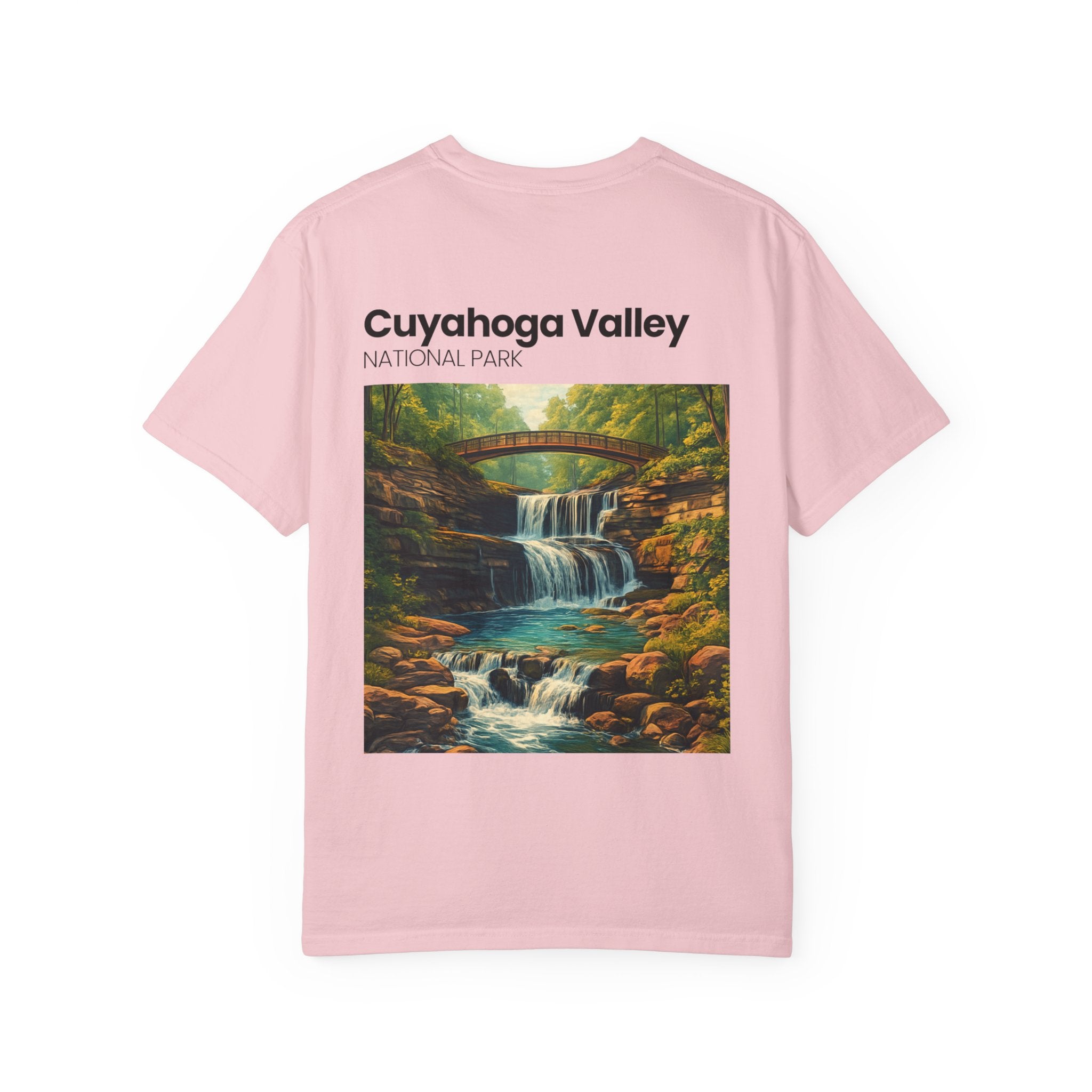 Cuyahoga Valley Waterfall Illustration T-Shirt | National Park Landscape