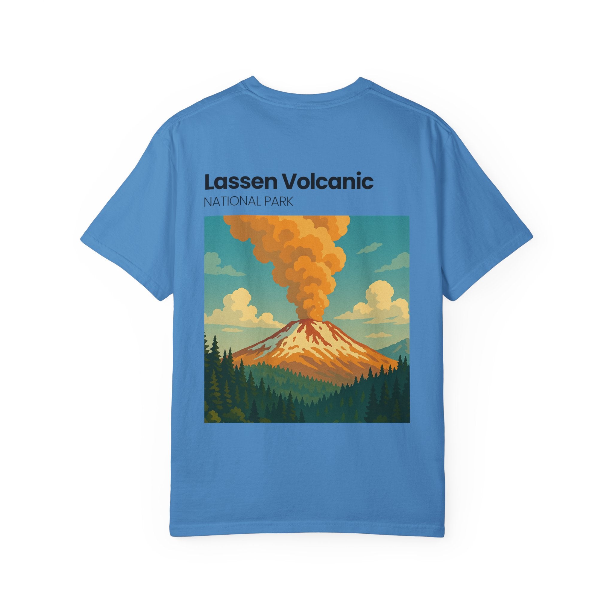 Lassen Volcanic Poster Art T-Shirt | Mountain Eruption Design