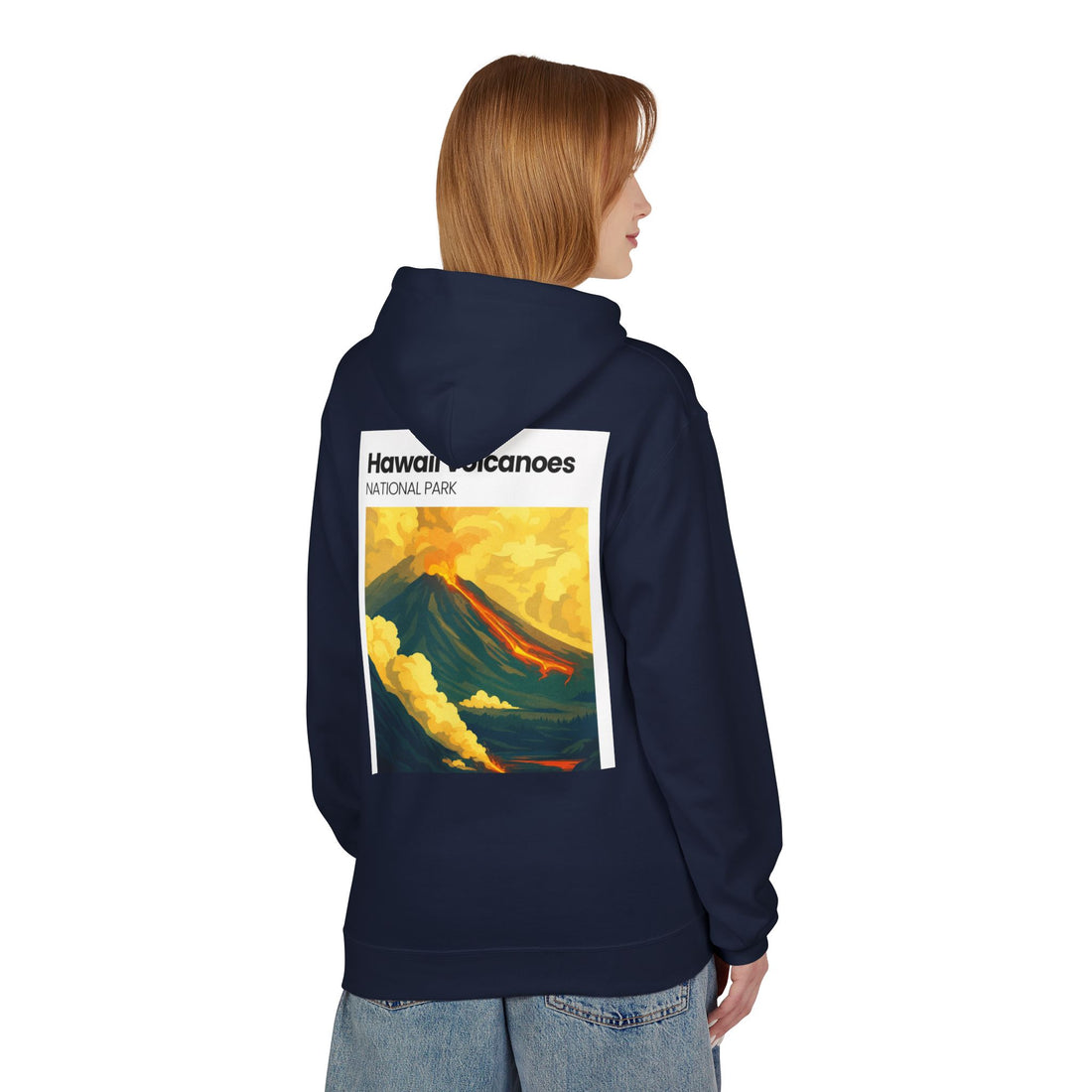 Hawaii Volcanoes National Park Volcano Illustration Hoodie | Vintage Travel Poster Style