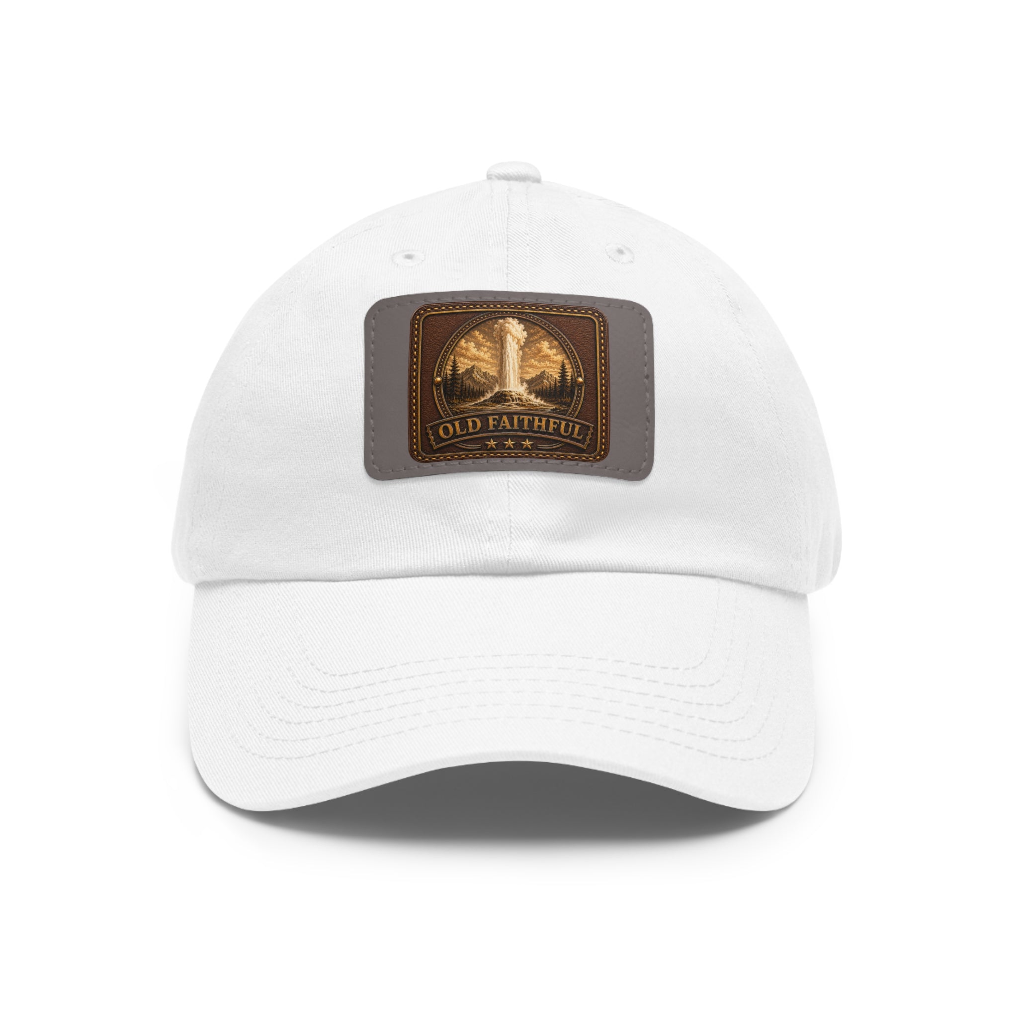 Yellowstone Old Faithful Leather Patch Dad Hat | Rectangle Patch Cap