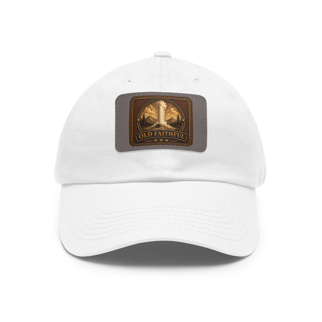 Yellowstone Old Faithful Leather Patch Dad Hat | Rectangle Patch Cap
