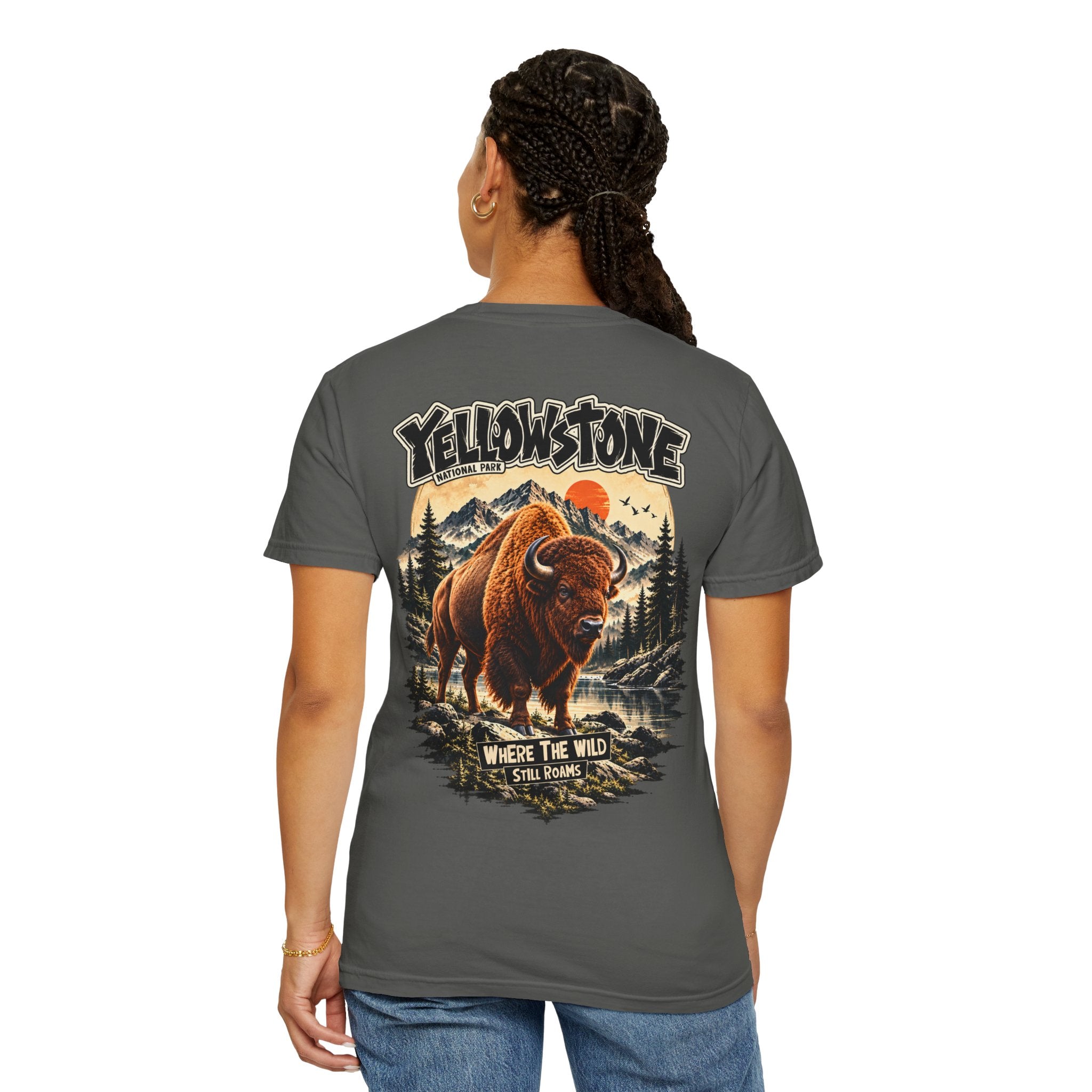 Yellowstone Bison – Where the Wild Still Roams T-Shirt Model1