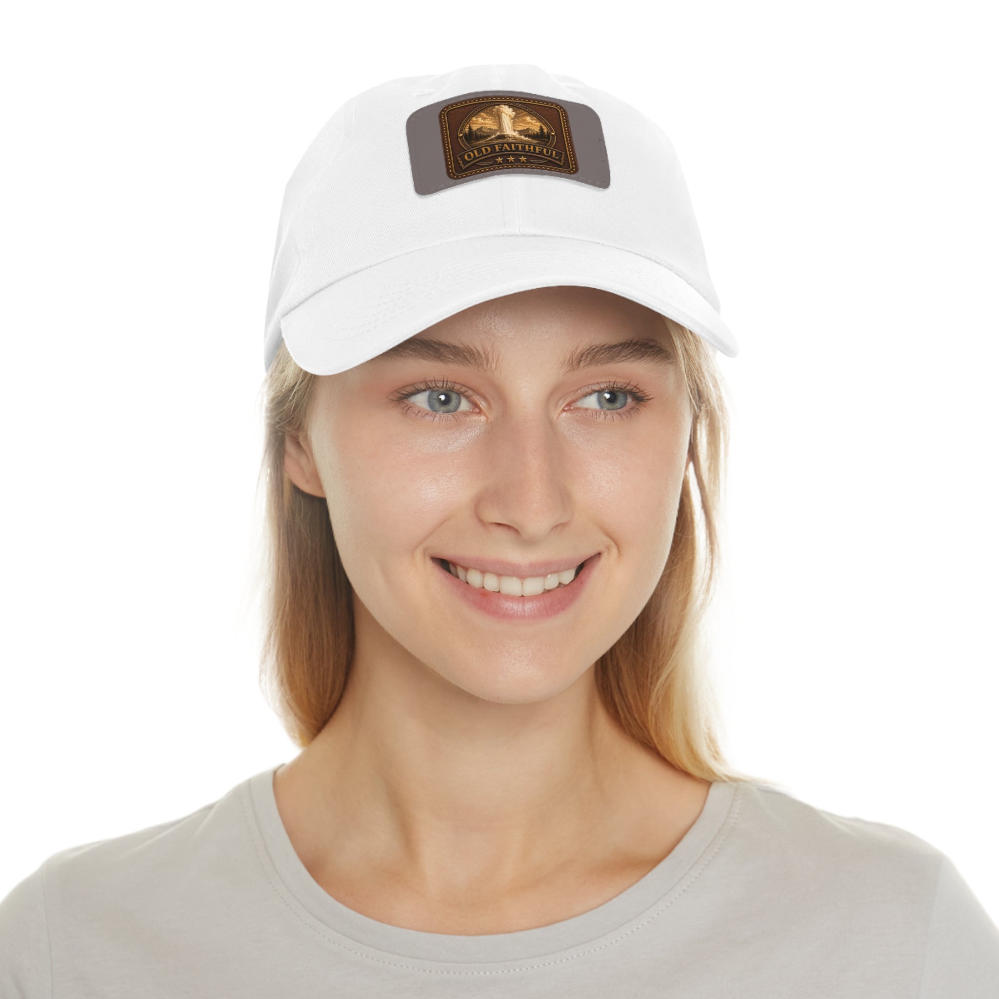 Yellowstone Old Faithful Leather Patch Dad Hat | Rectangle Patch Cap