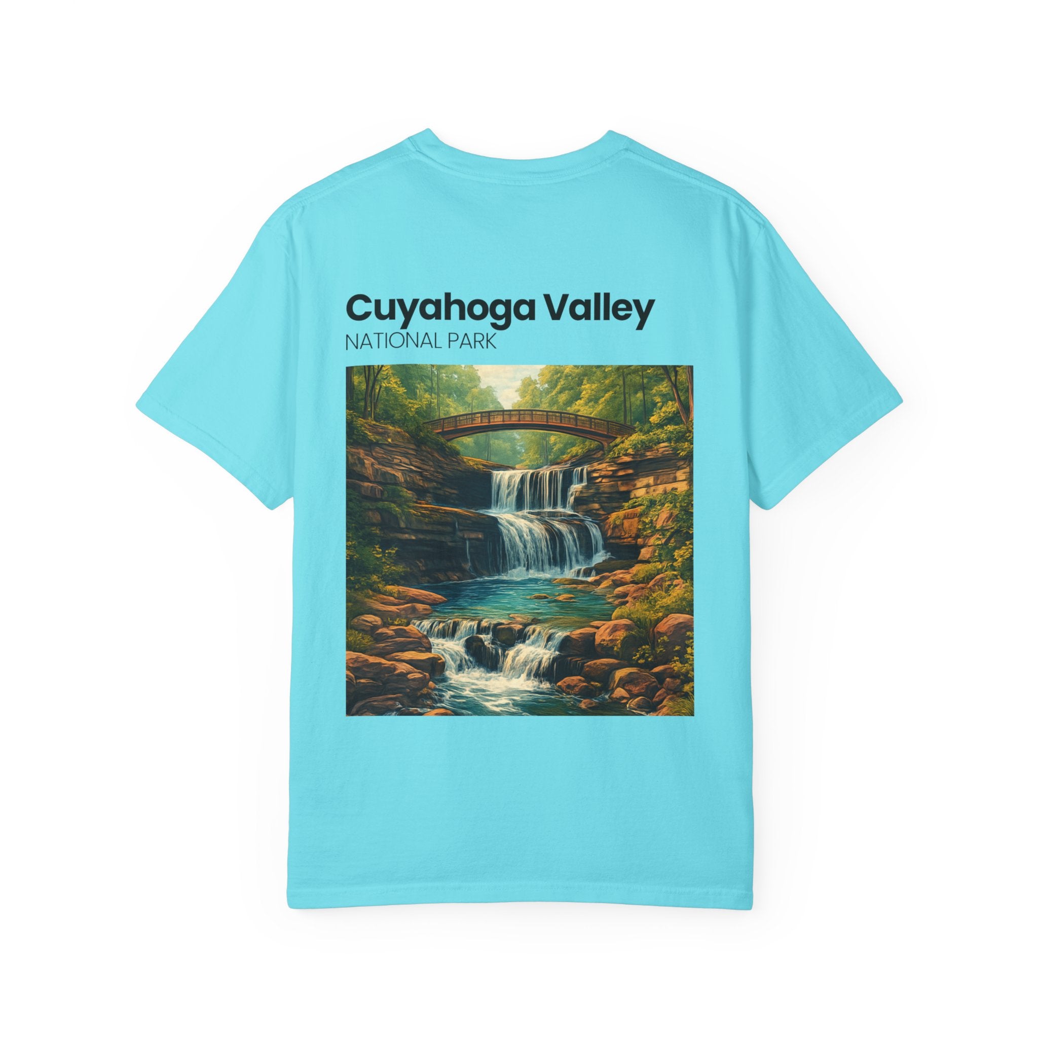 Cuyahoga Valley Waterfall Illustration T-Shirt | National Park Landscape