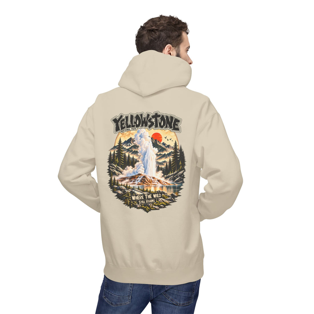 Yellowstone Old Faithful – Where the Wild Still Roams Hoodie Model2