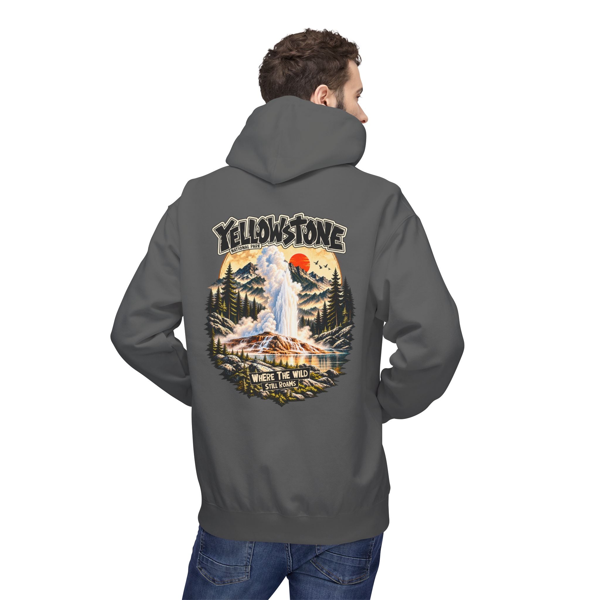 Yellowstone Old Faithful – Where the Wild Still Roams Hoodie Model3