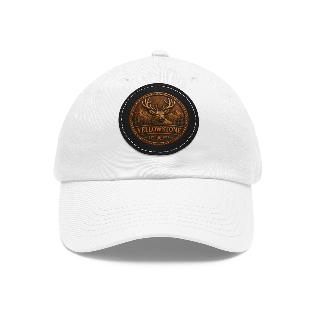 Yellowstone elk Leather Patch Dad Hat | Premium Round Patch Cap