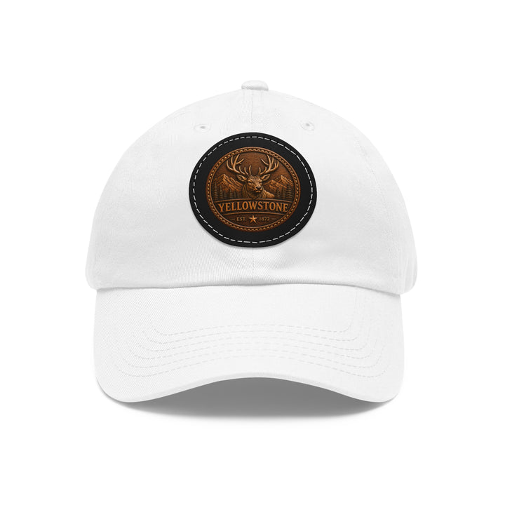 Yellowstone elk Leather Patch Dad Hat | Premium Round Patch Cap