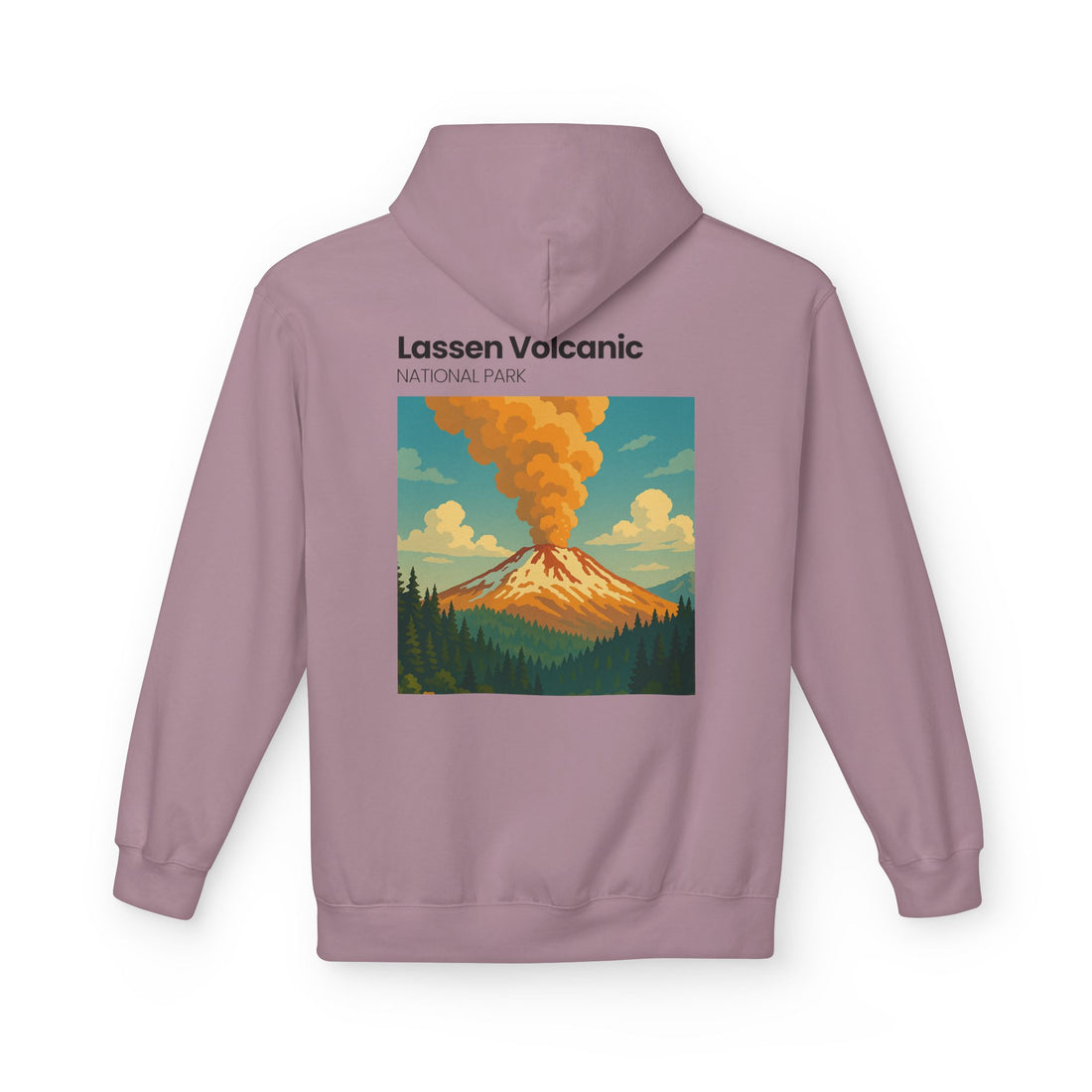 Lassen Volcanic Poster Hoodie | National Park Volcano Illustration