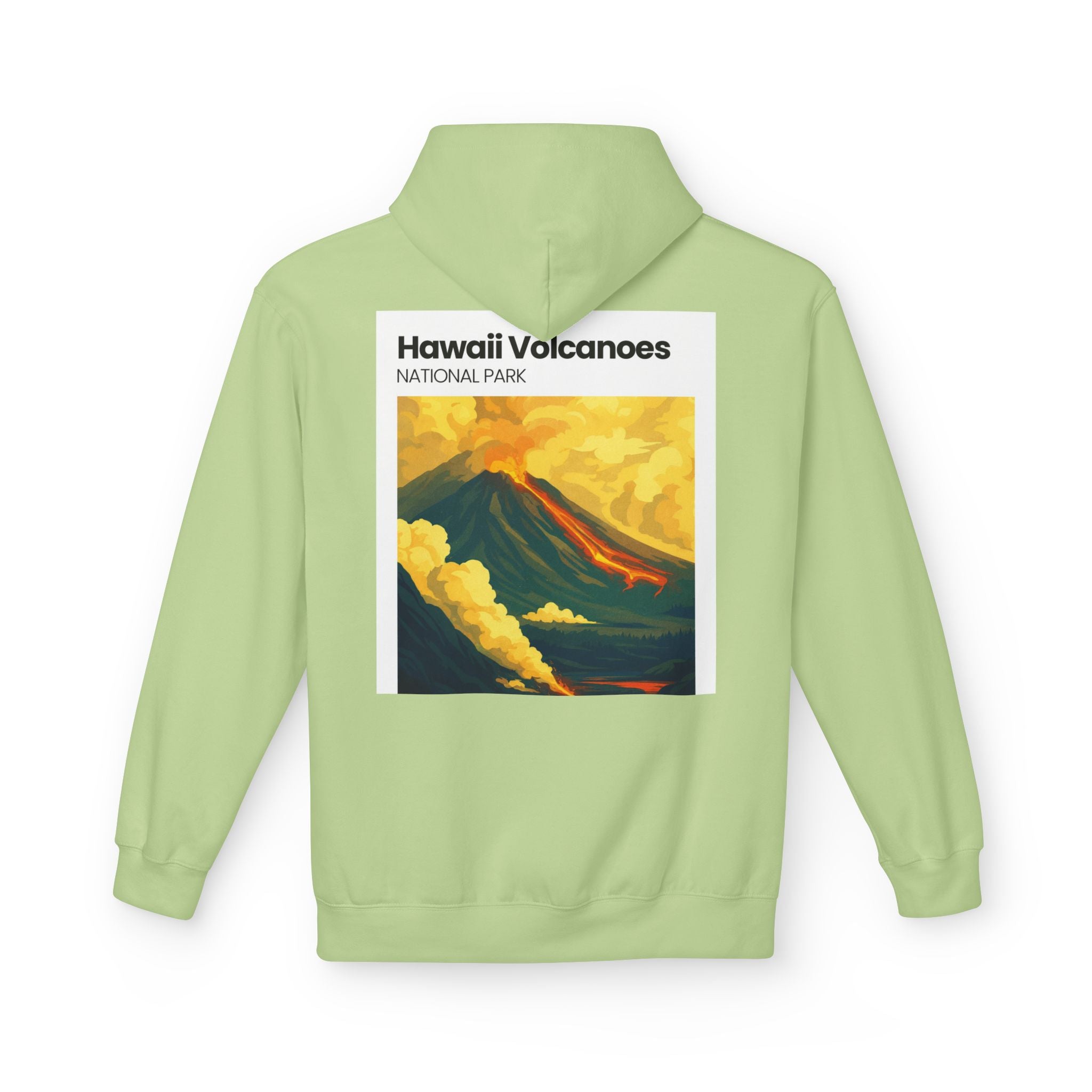 Hawaii Volcanoes National Park Volcano Illustration Hoodie | Vintage Travel Poster Style
