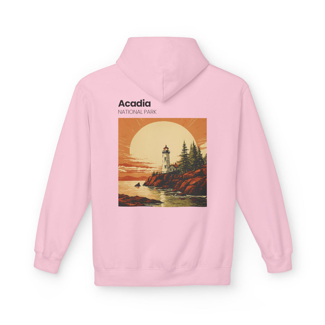 Acadia National Park Lighthouse Hoodie | Sunset Coast Vintage Poster