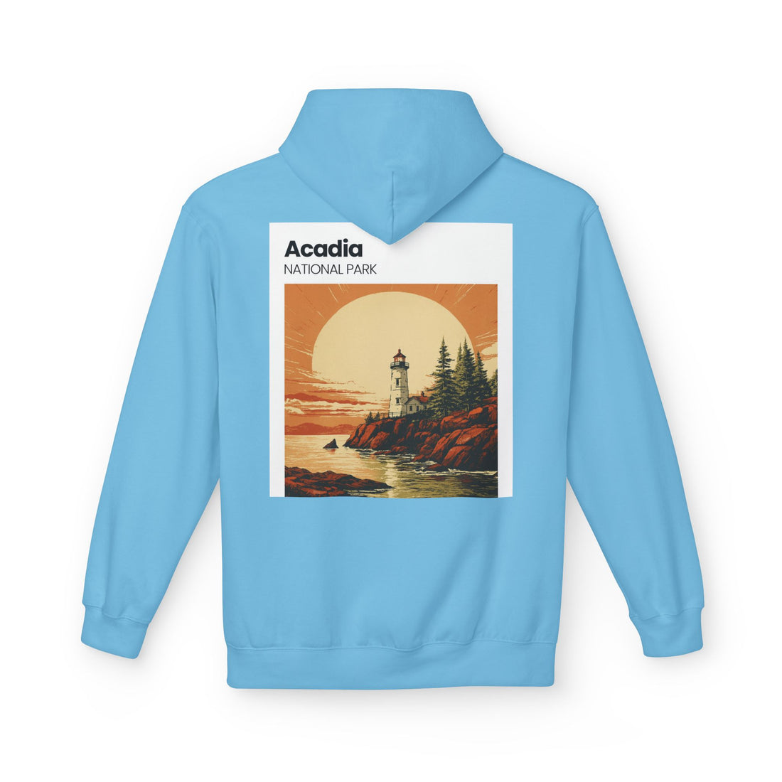Acadia National Park Lighthouse Hoodie | Sunset Coast Vintage Poster