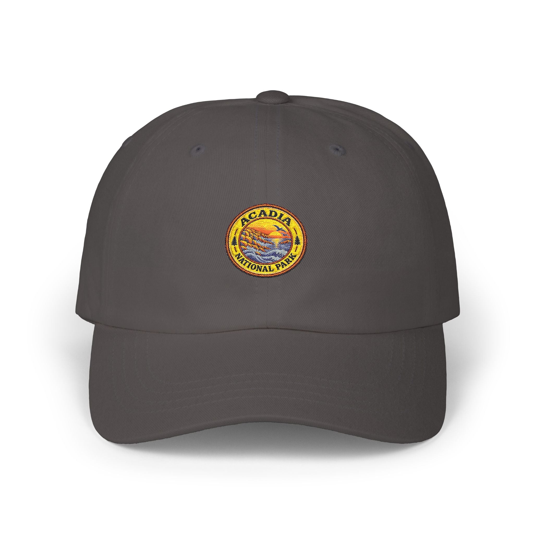 Acadia National Park Rocky Coast Round Logo Dad Cap