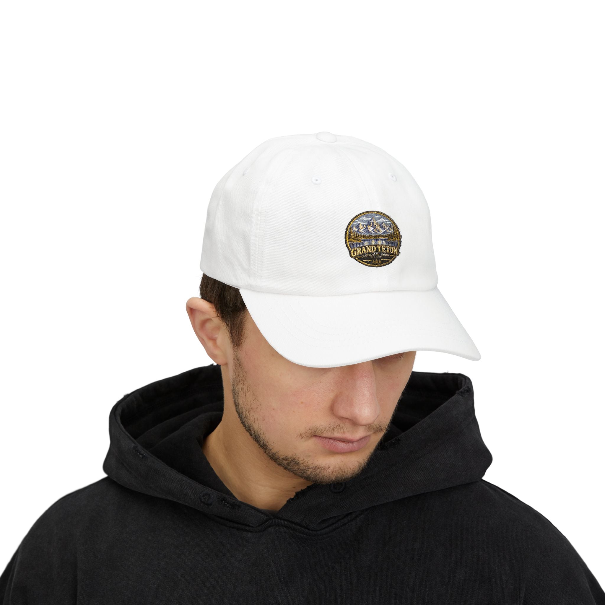 Grand Teton National Park Lake Reflection Round Logo Dad Cap