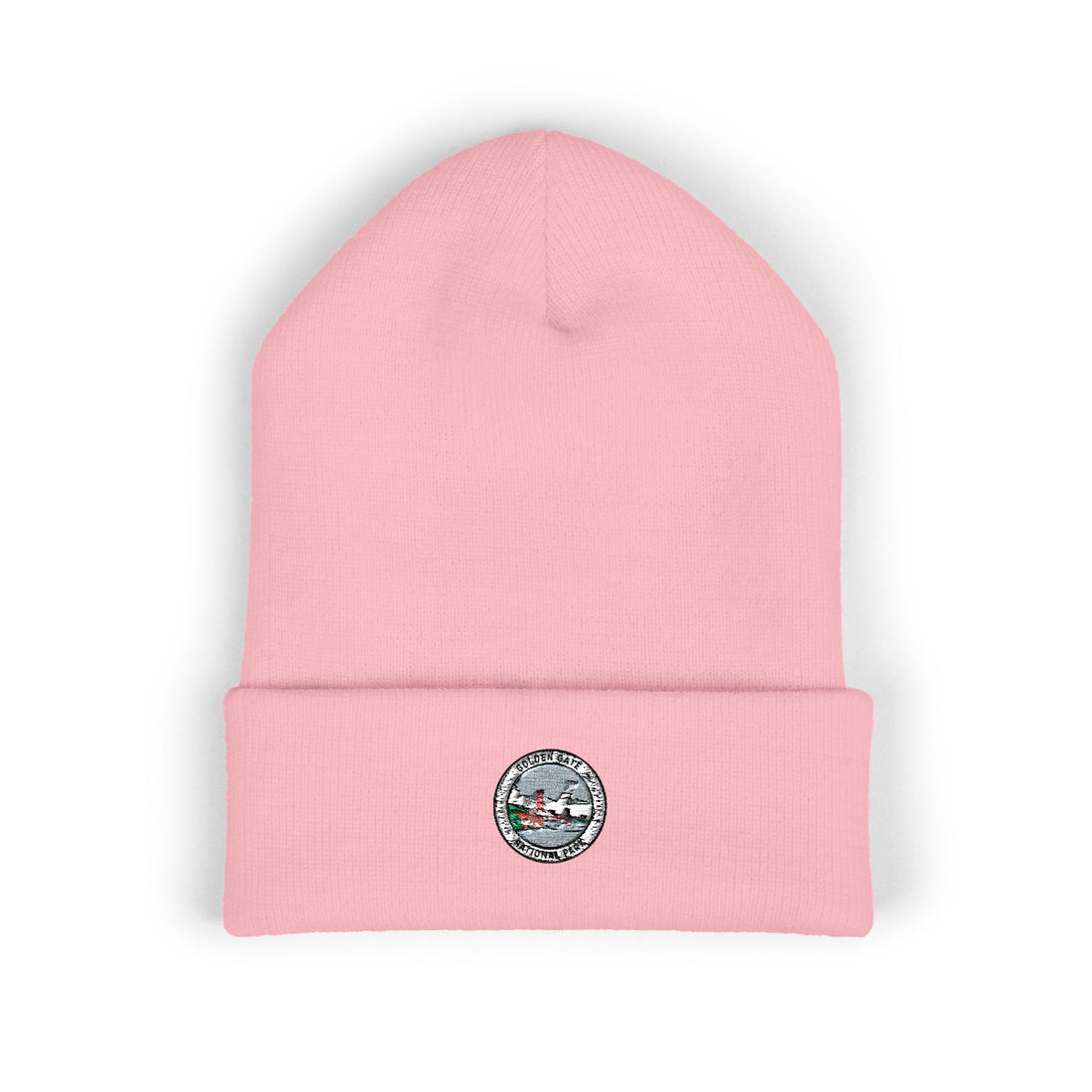 Golden Gate Mountain Lake Patch Beanie | Embroidered Cuffed Beanie