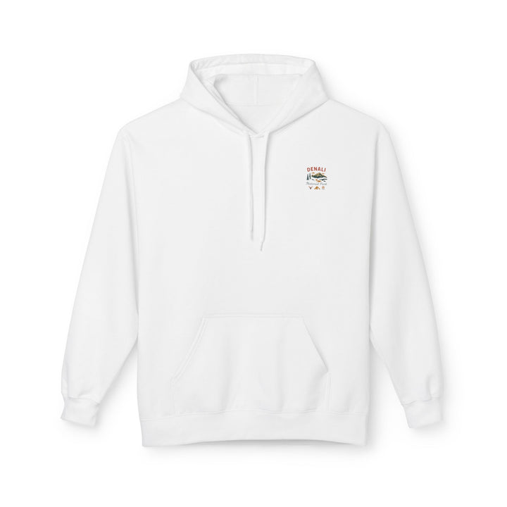 Mini Sunset Surf Patch Hoodie | Palm Tree Beach Graphic, White Chest Print