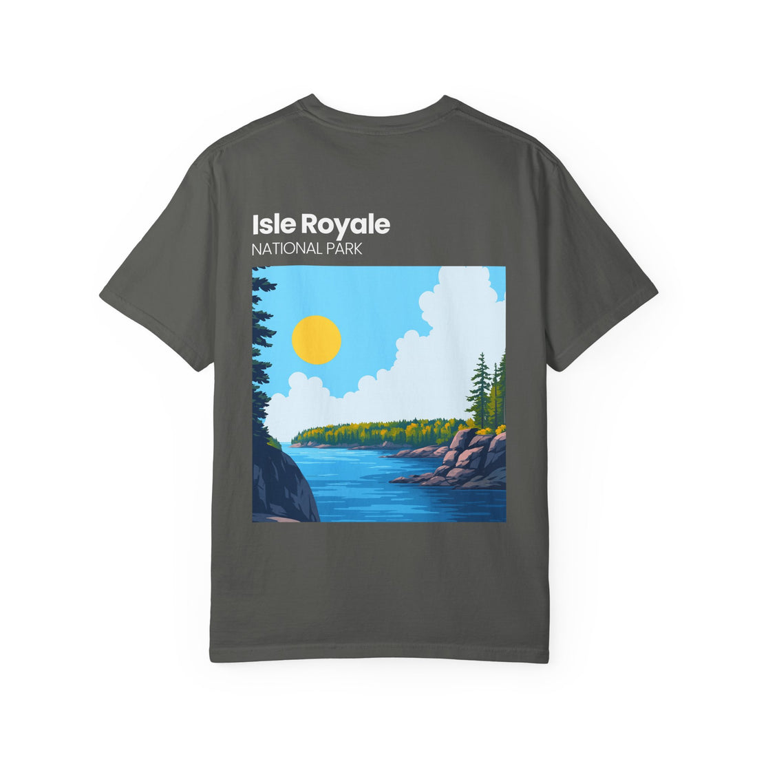 Isle Royale National Park Illustration T-shirt | Scenic Lake Sunrise Tee