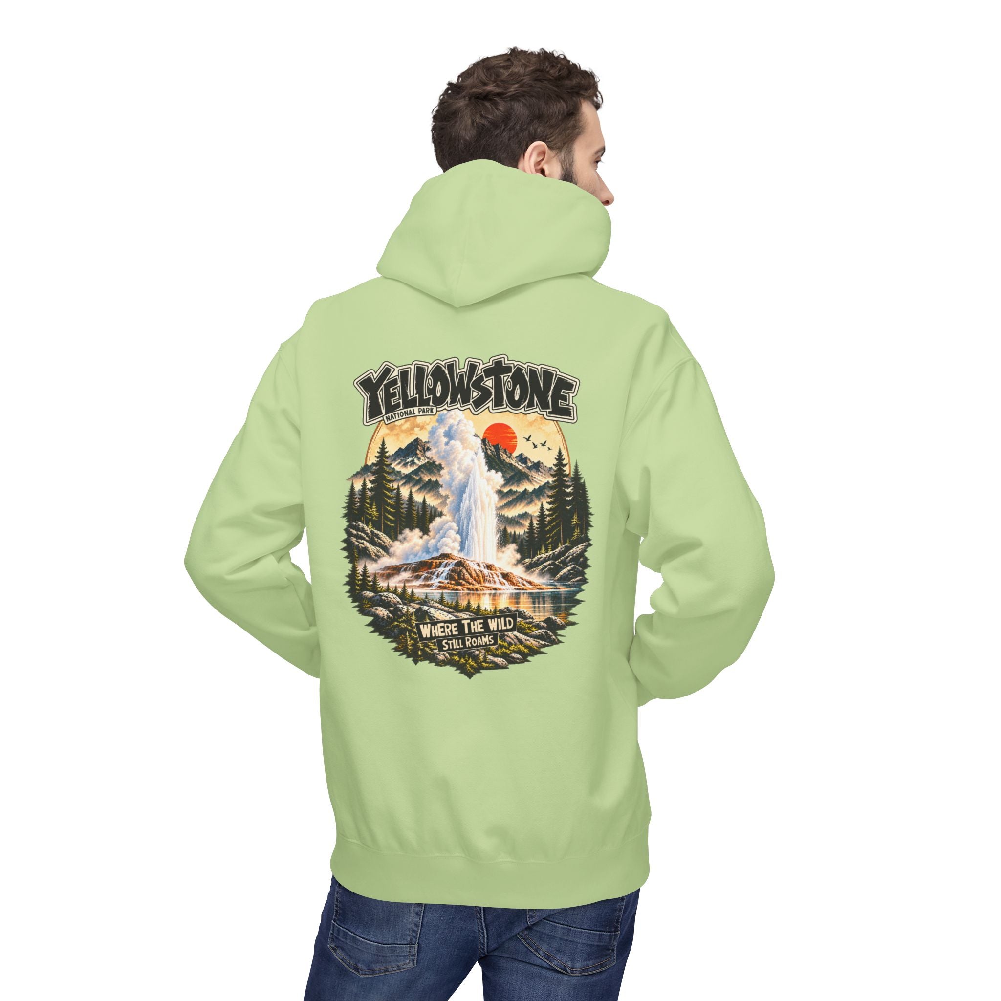 Yellowstone Old Faithful – Where the Wild Still Roams Hoodie Model3