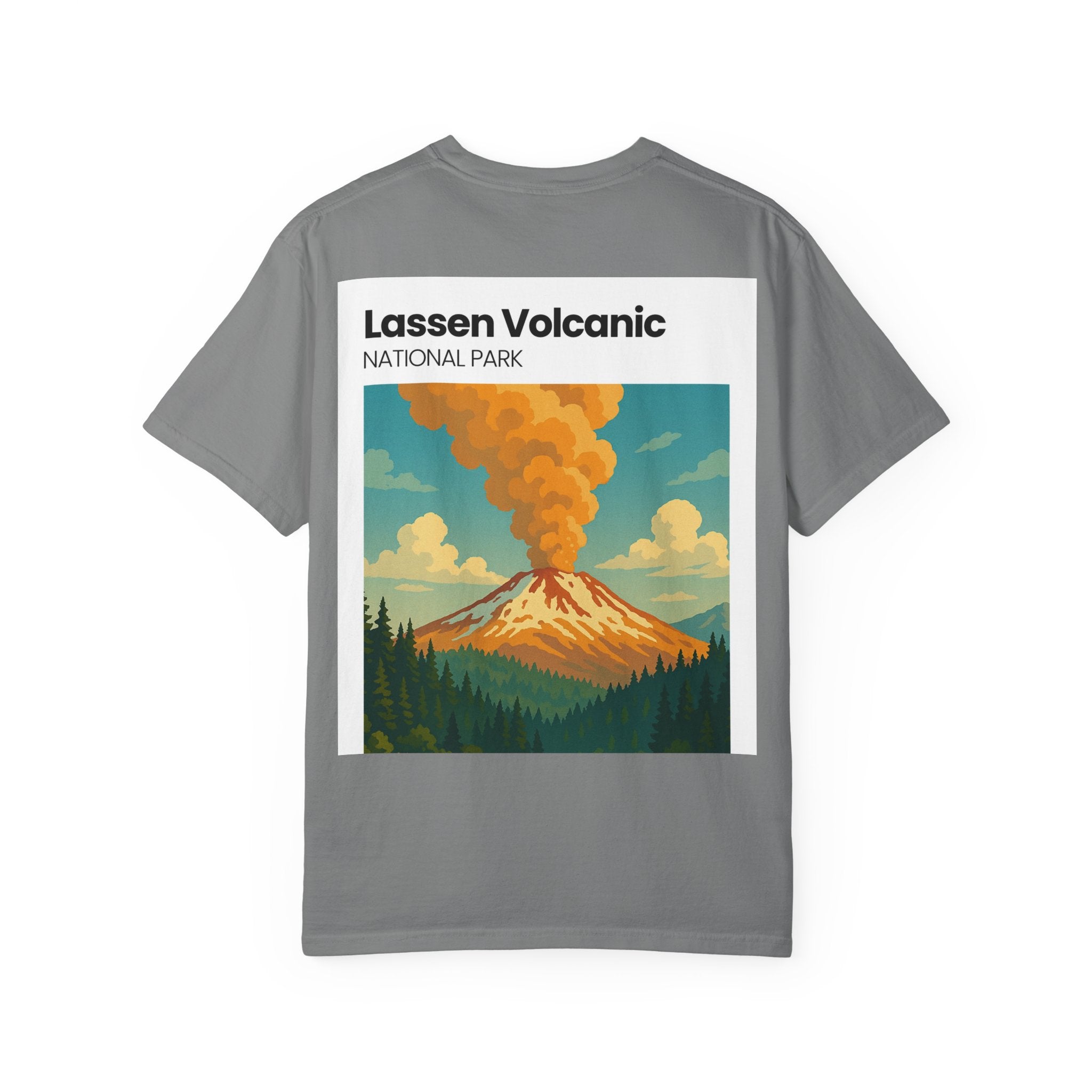 Lassen Volcanic Poster Art T-Shirt | Mountain Eruption Design
