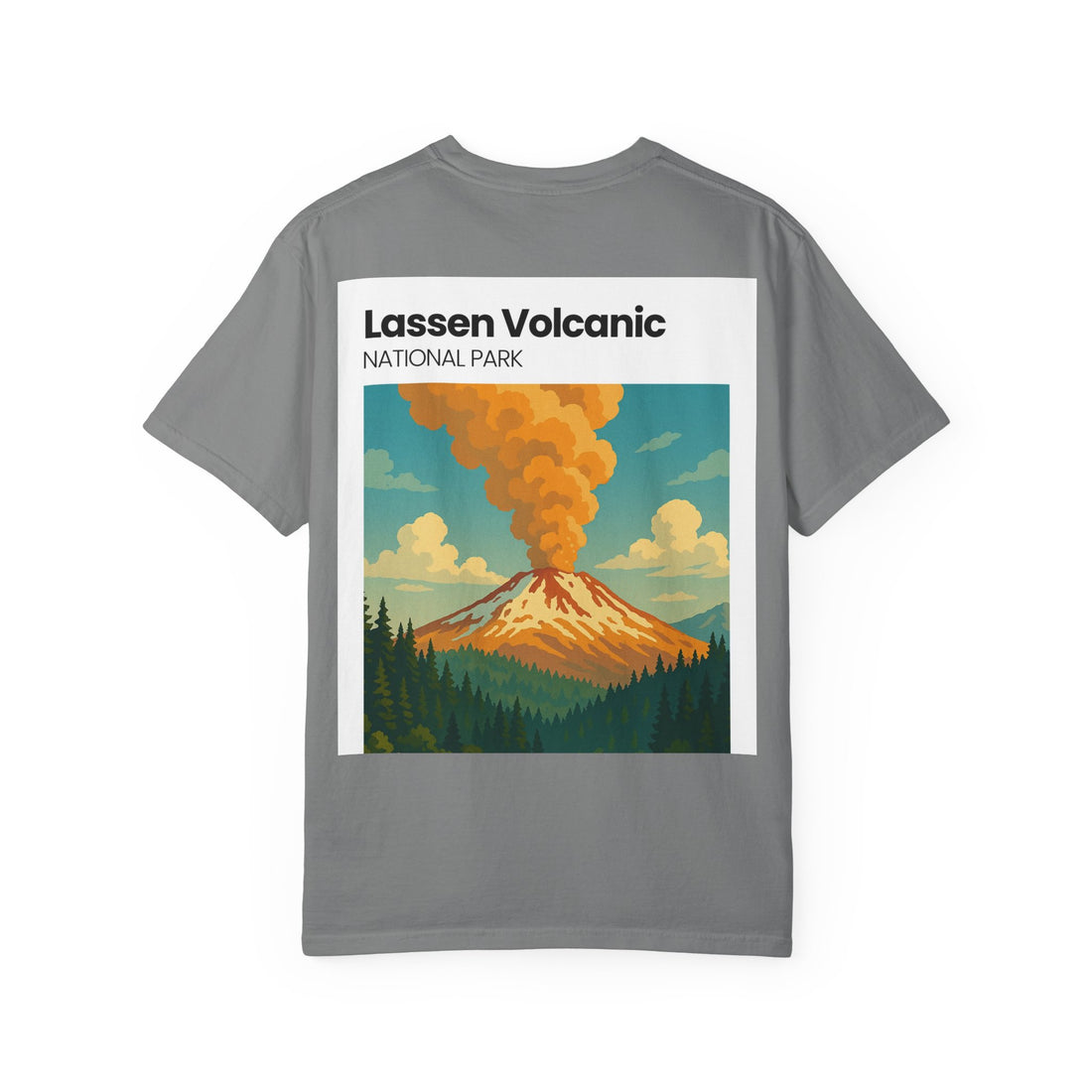 Lassen Volcanic Poster Art T-Shirt | Mountain Eruption Design
