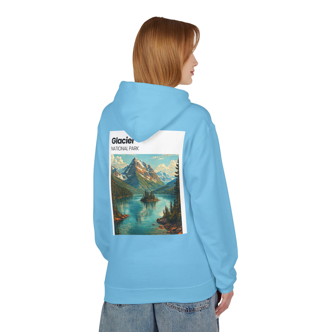 Glacier National Park landscape Hoodie | Retro mountain lake design