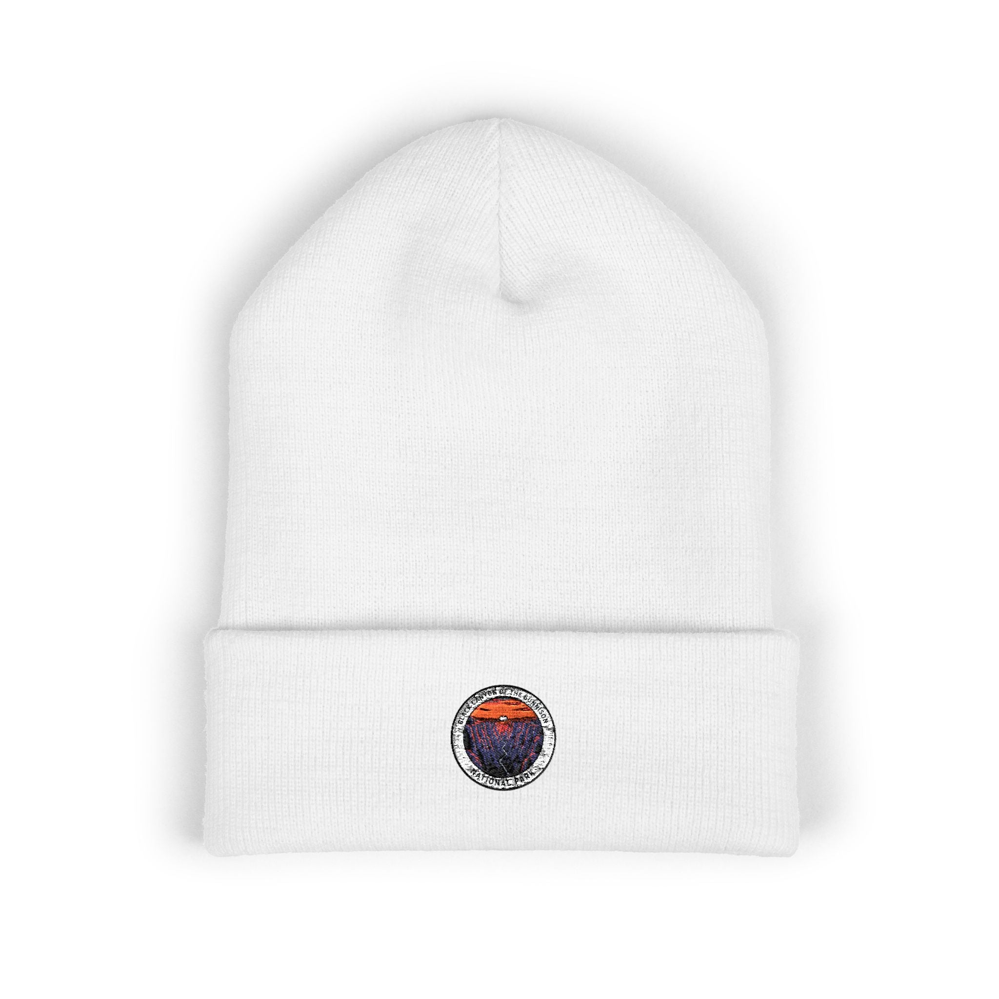 Sunset Mountain Patch Beanie | Embroidered Cuffed Beanie