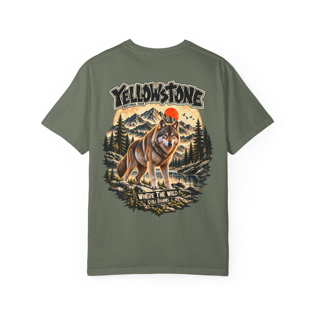 Yellowstone Wolf – Where the Wild Still Roams T-Shirt Model1