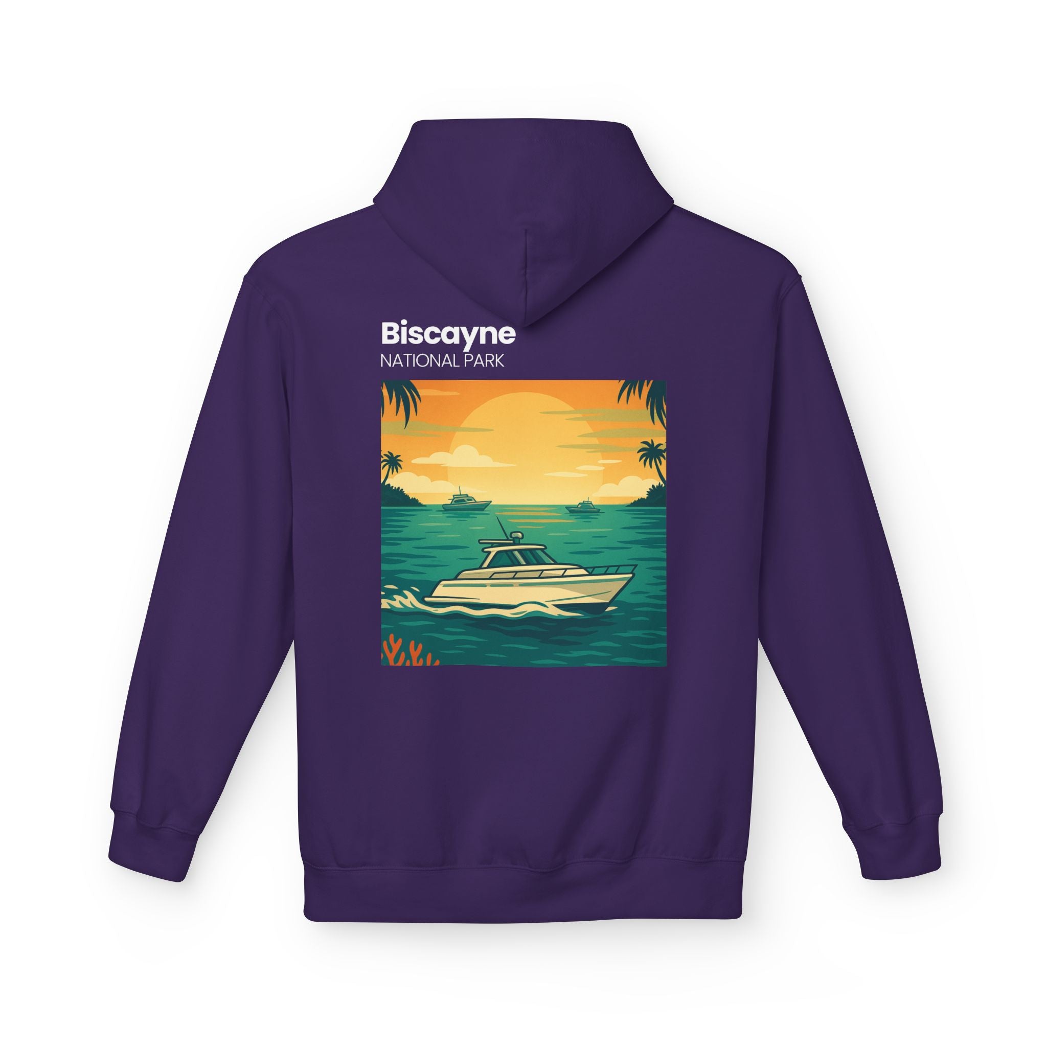 Biscayne National Park Boat Sunset Hoodie | Nautical Tropical Graphic