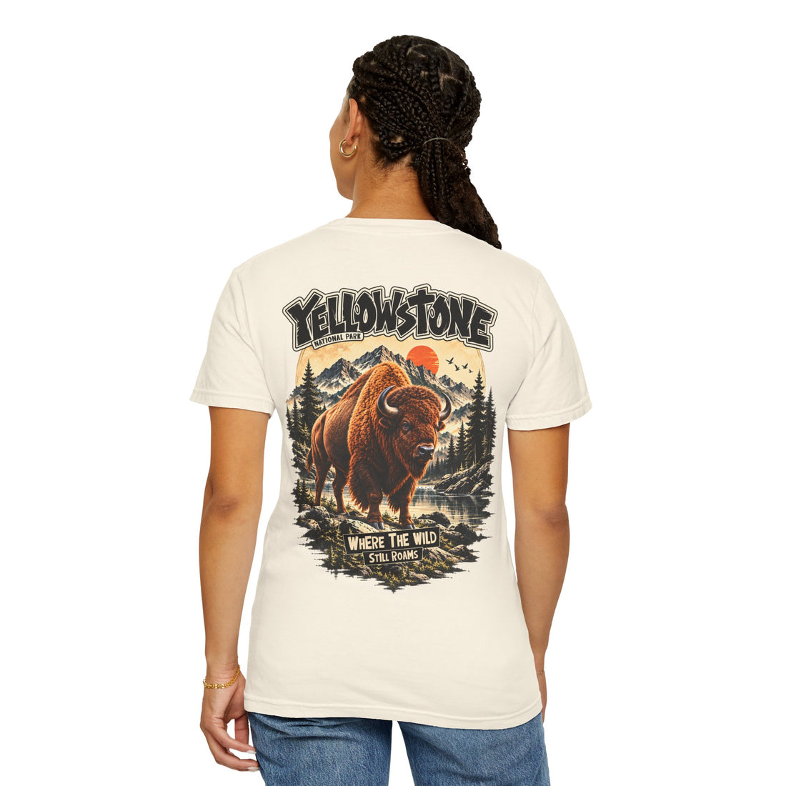 Yellowstone Bison – Where the Wild Still Roams T-Shirt Model1