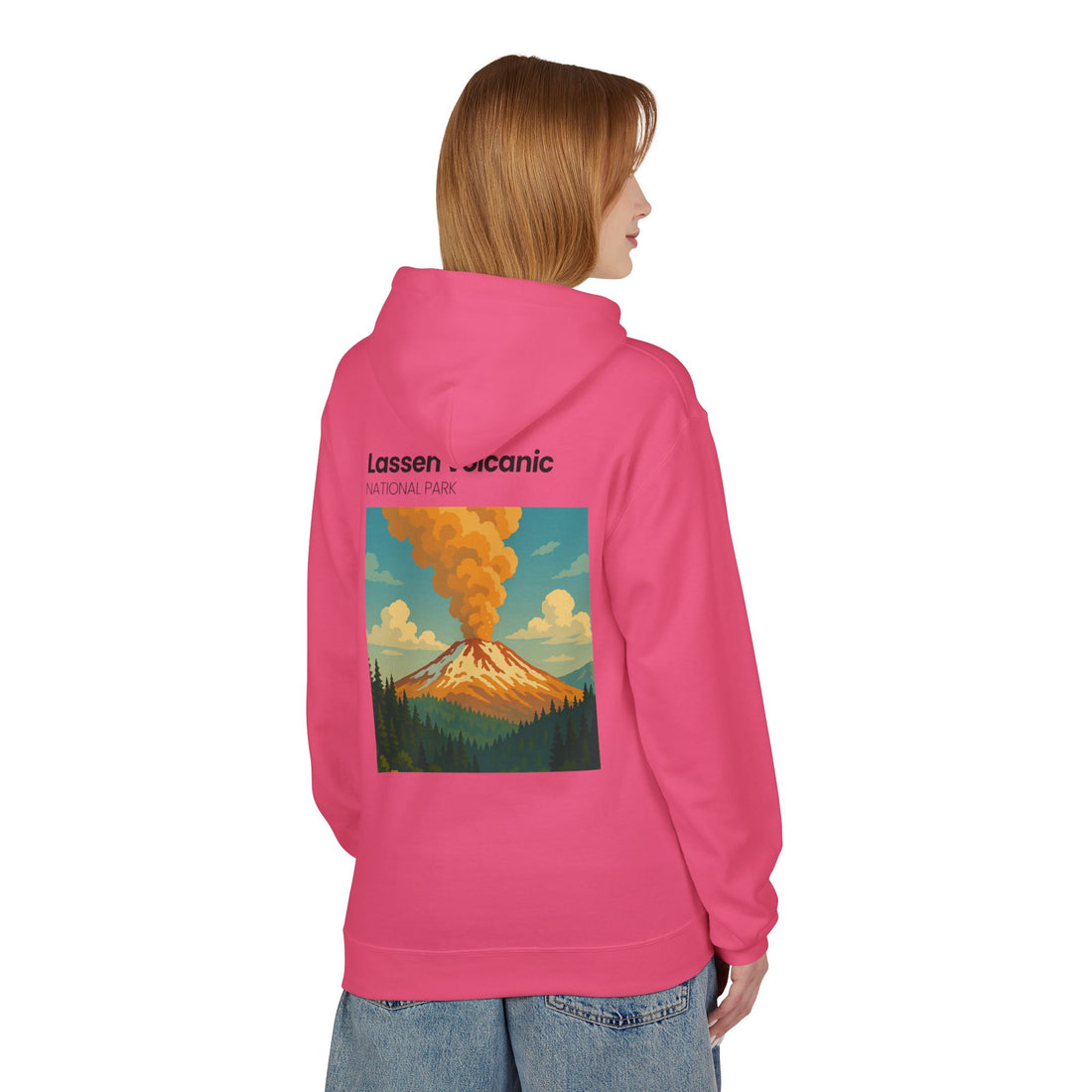 Lassen Volcanic Poster Hoodie | National Park Volcano Illustration