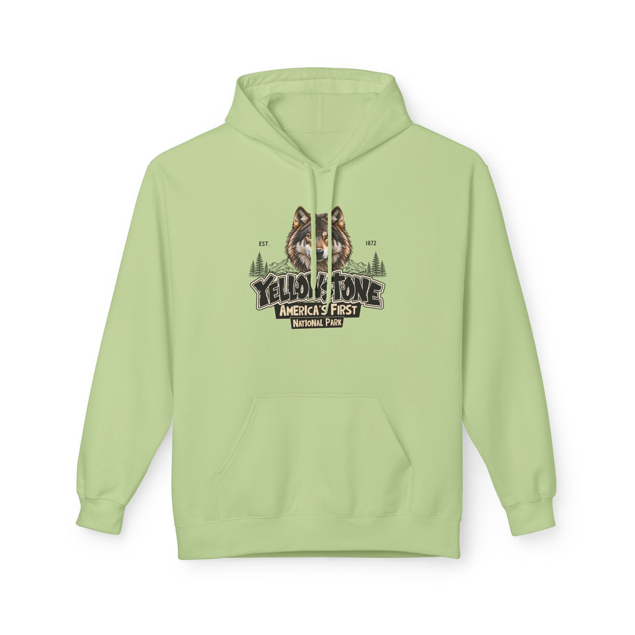 Yellowstone Wolf – Where the Wild Still Roams Hoodie Model1