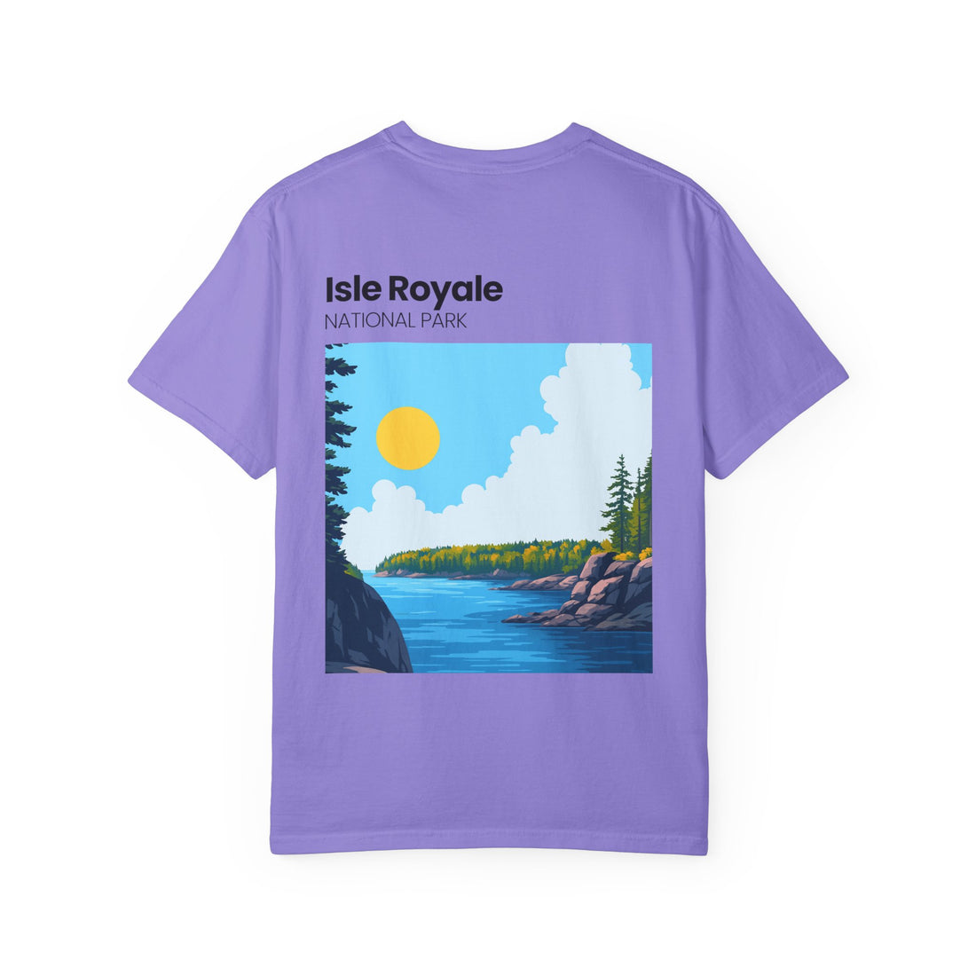 Isle Royale National Park Illustration T-shirt | Scenic Lake Sunrise Tee