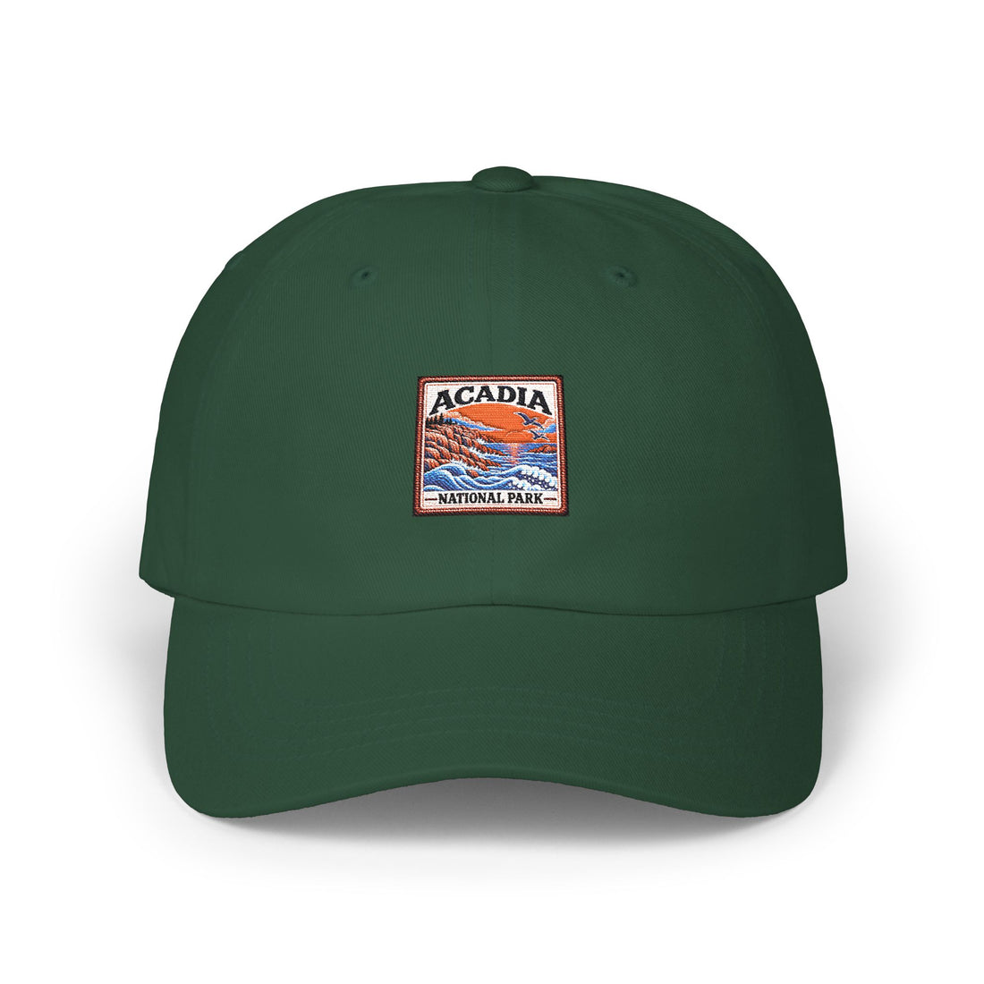 Acadia National Park Rocky Coast Square Logo Dad Cap