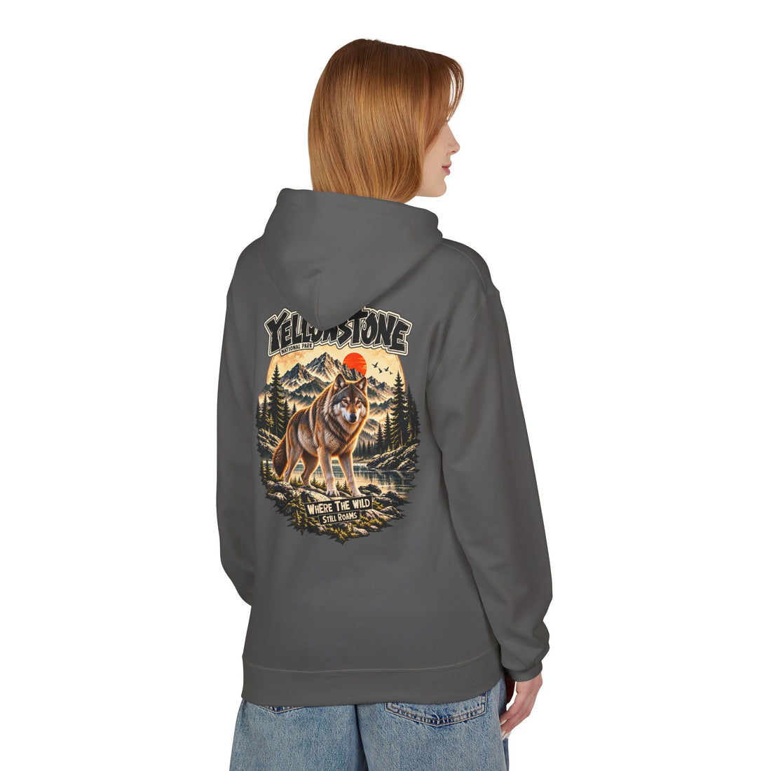 Yellowstone Wolf – Where the Wild Still Roams Hoodie Model3