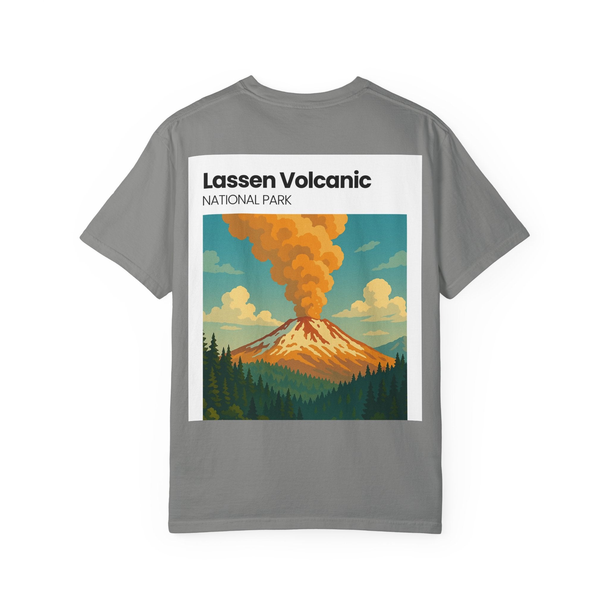 Lassen Volcanic Poster Art T-Shirt | Mountain Eruption Design