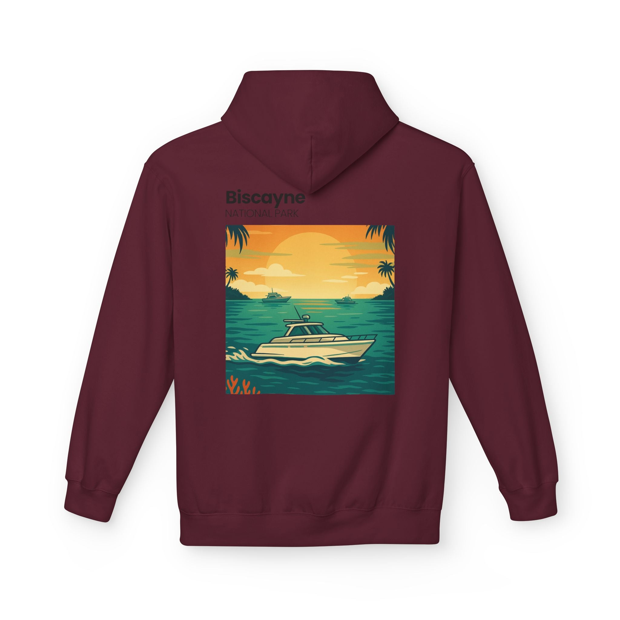 Biscayne National Park Boat Sunset Hoodie | Nautical Tropical Graphic
