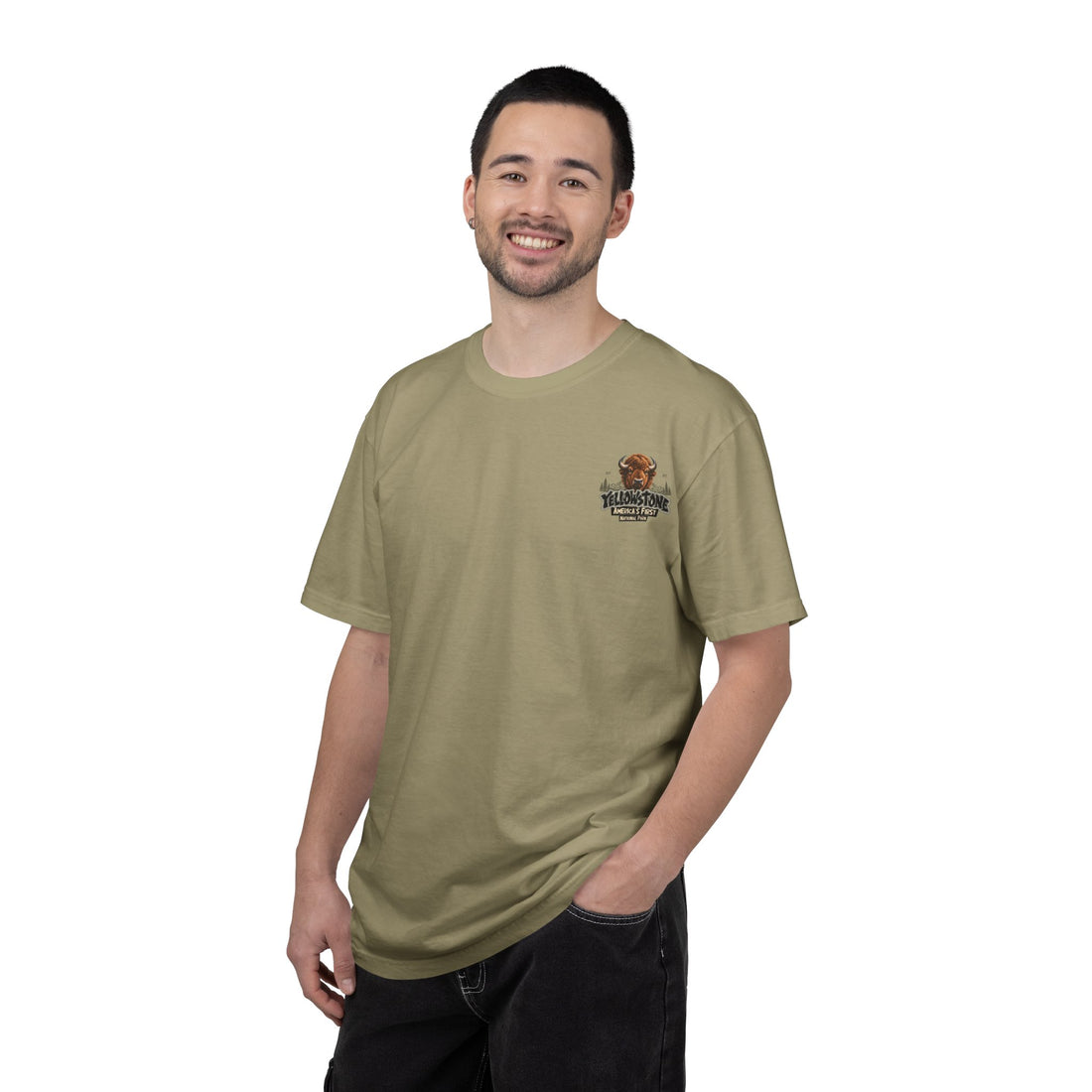 Yellowstone Bison – Where the Wild Still Roams T-Shirt Model1