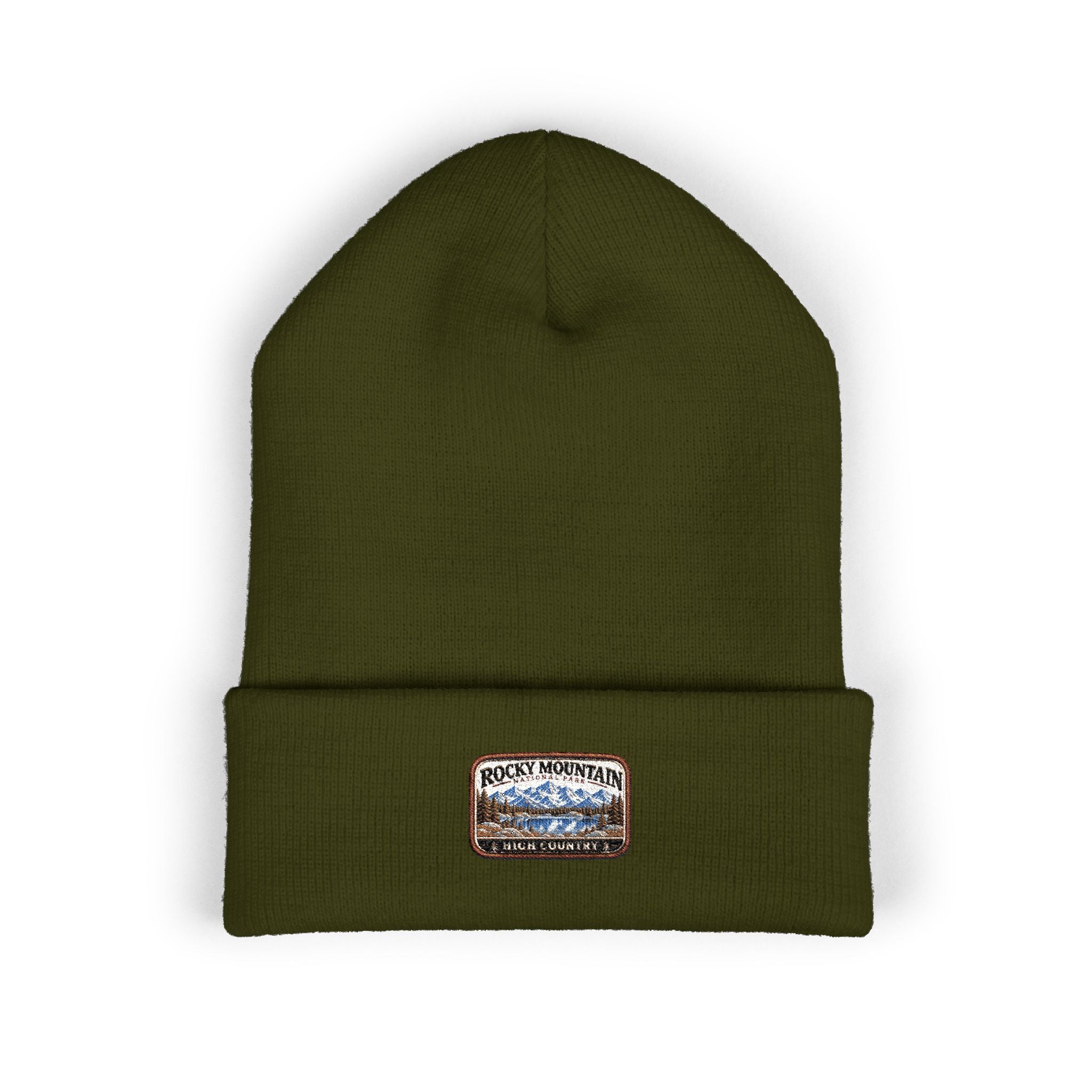 Rocky Mountain National Park Alpine Lake Beanie Square Logo