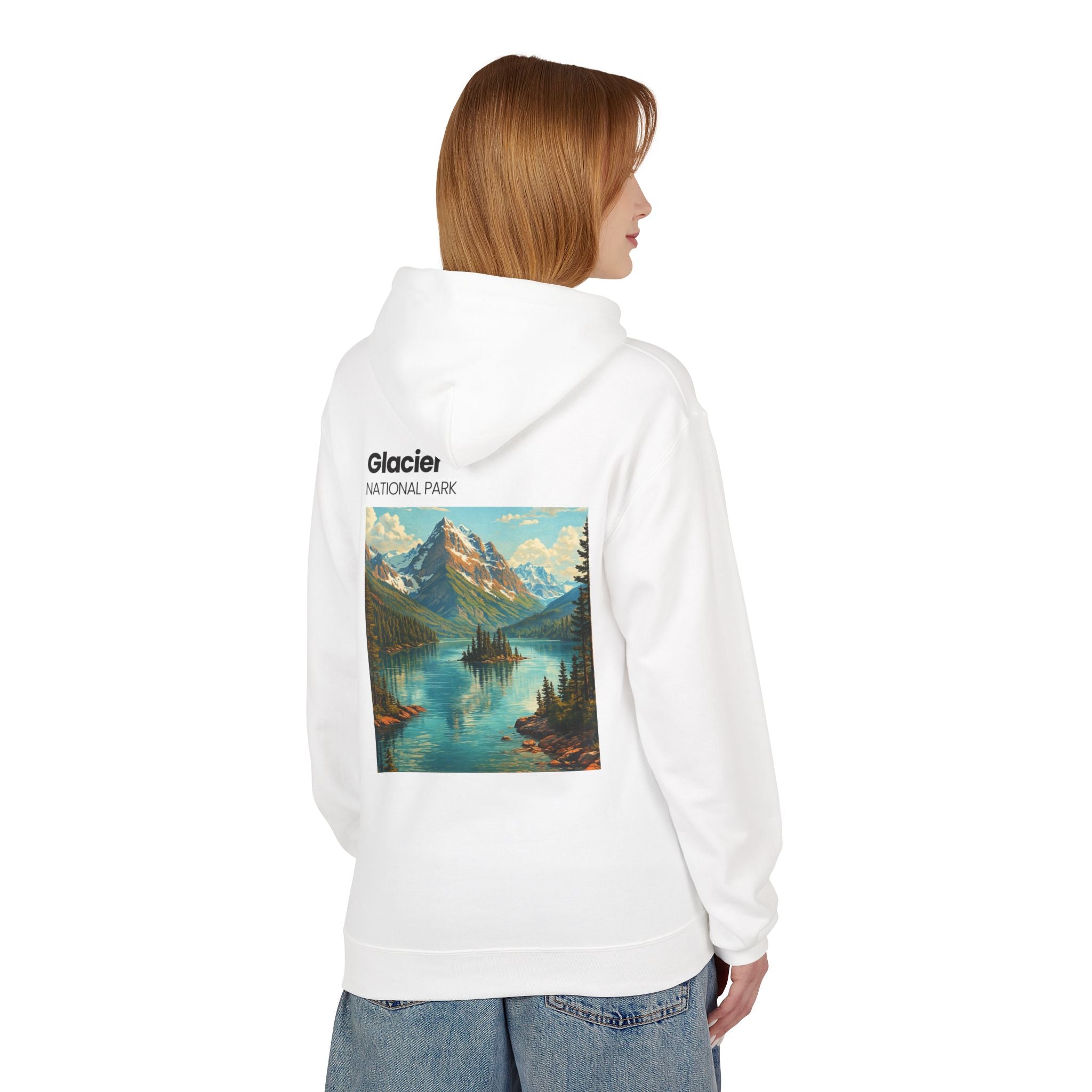 Glacier National Park landscape Hoodie | Retro mountain lake design