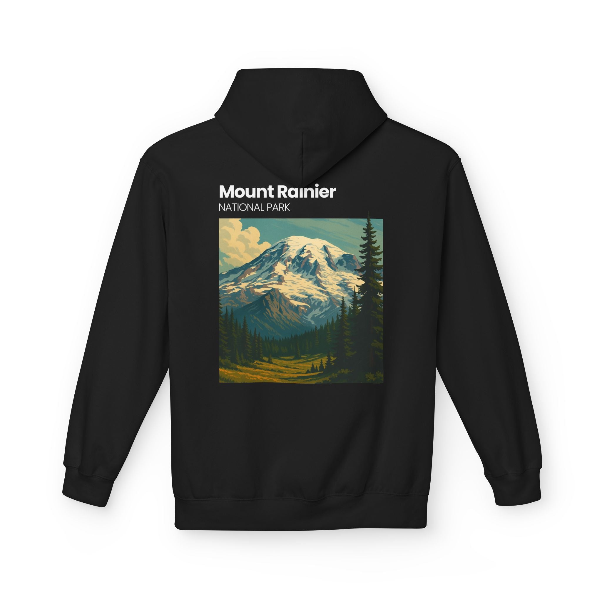 Mount Rainier National Park Hoodie | Vintage Landscape Mountain Design