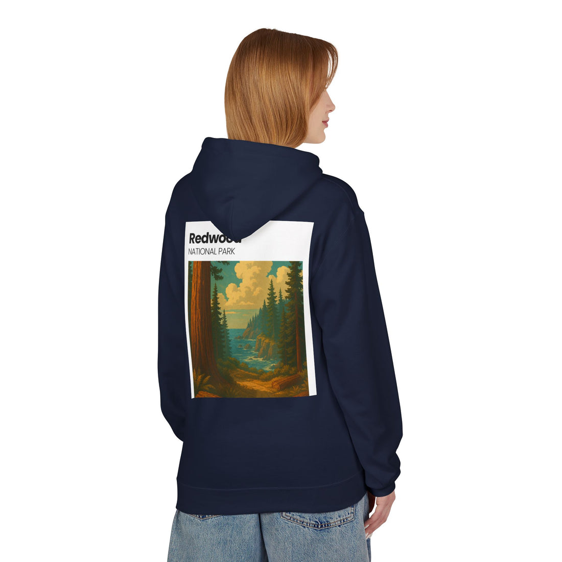 Redwood National Park vintage landscape Hoodie | forest waterfall retro travel art