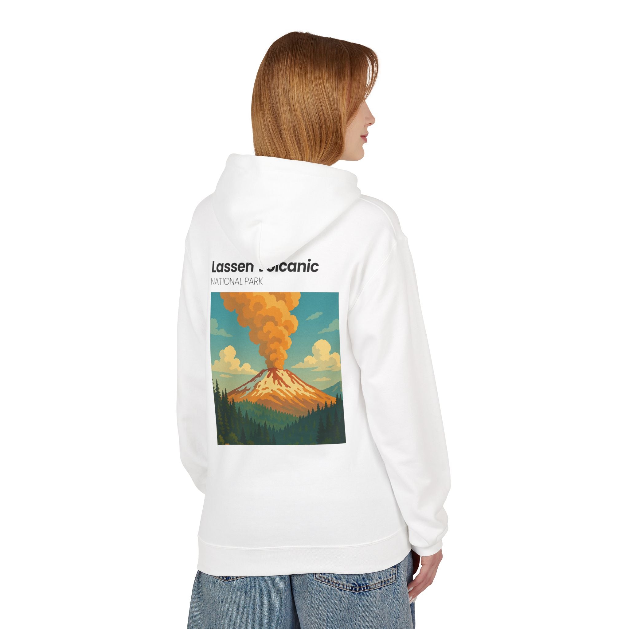 Lassen Volcanic Poster Hoodie | National Park Volcano Illustration