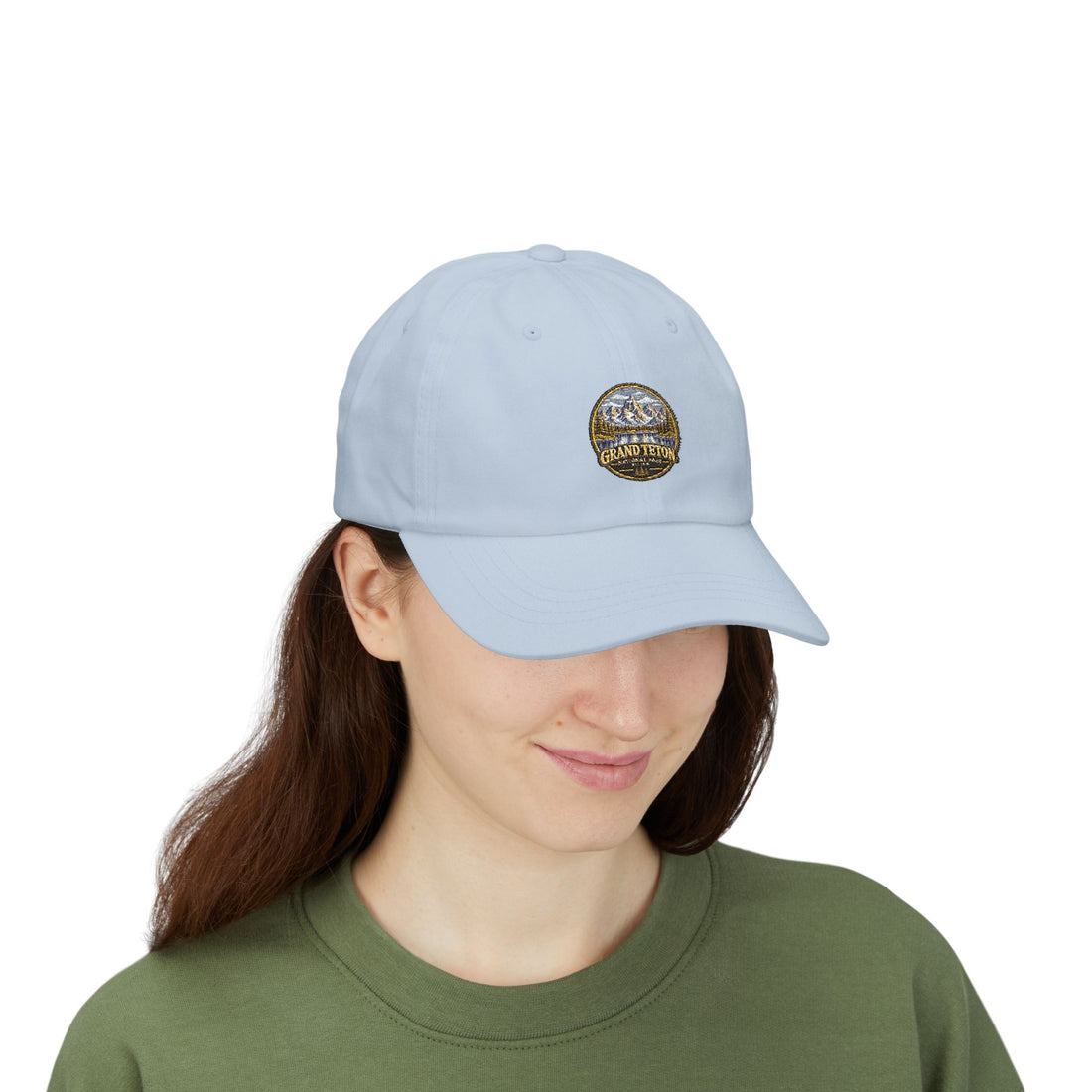 Grand Teton National Park Lake Reflection Round Logo Dad Cap
